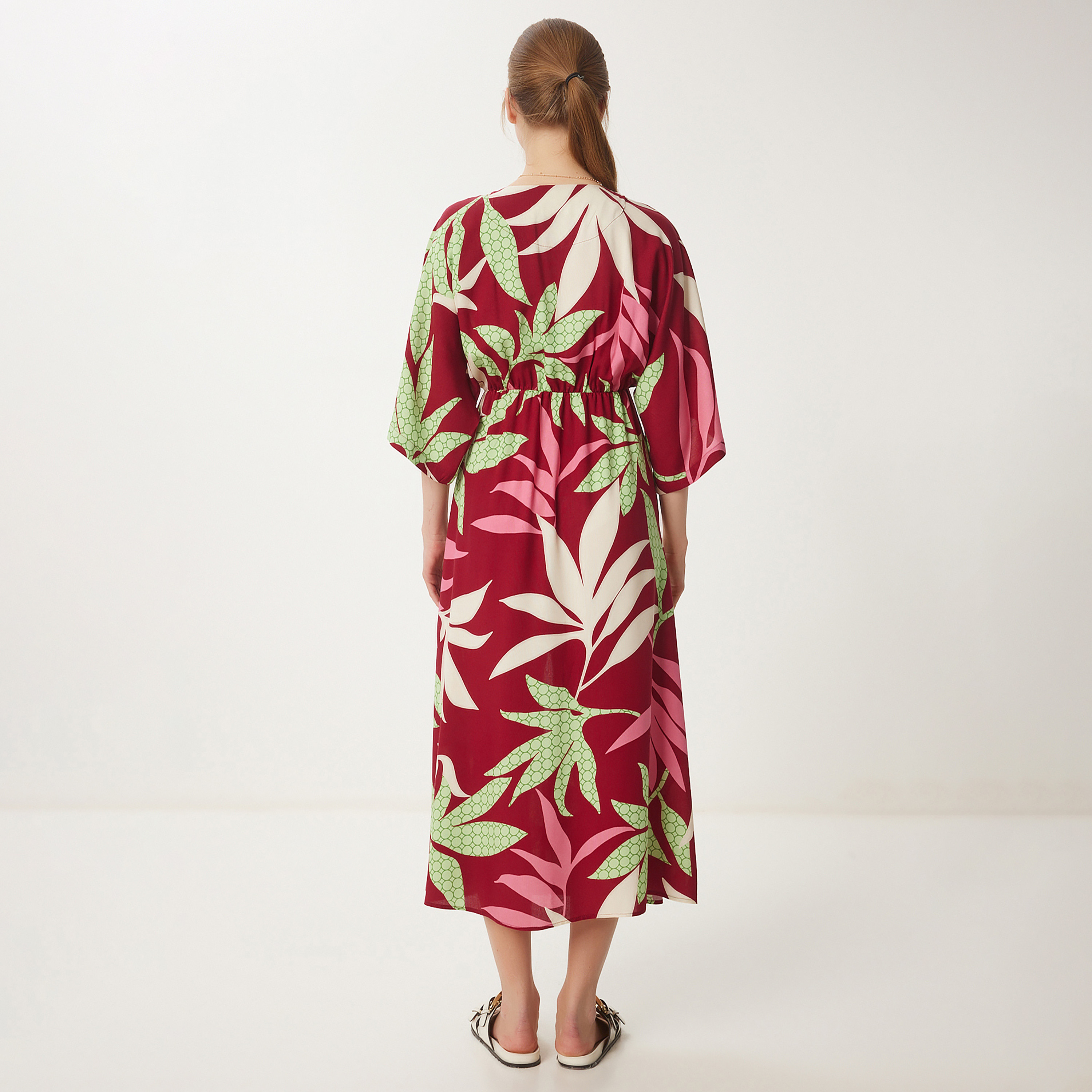 فستان نسائي ميدي أزرق مشقوق بطبعة زهرية من إسطنبول بطبعة زهرية لزجة وأكمام واسعة-women-clothing-dresses-image-8