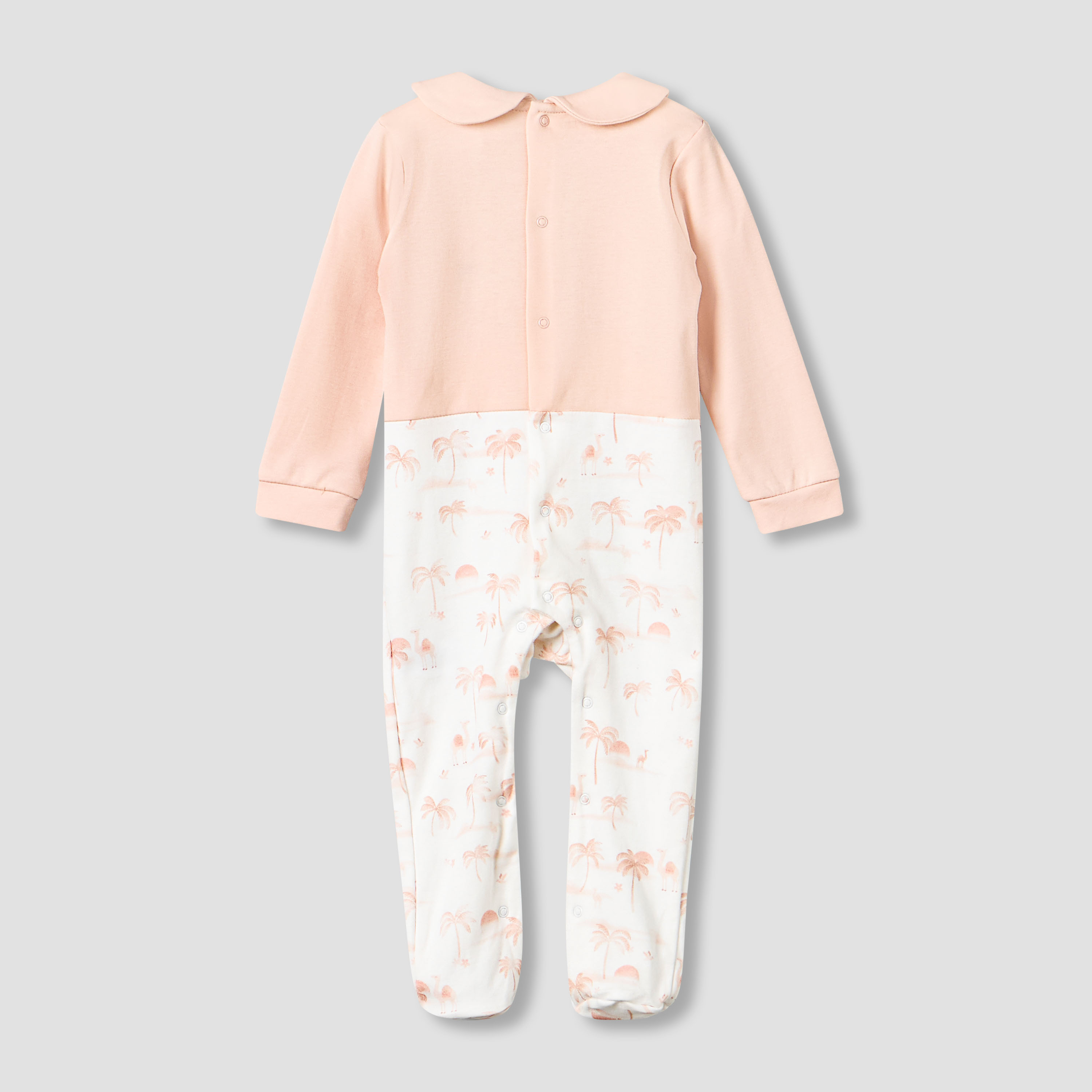 Juniors Cotton Collared Neck Long Sleeve Sleepsuit with Snap Button Closure-baby-girls-clothing-nightwear-sleepsuits-image-3