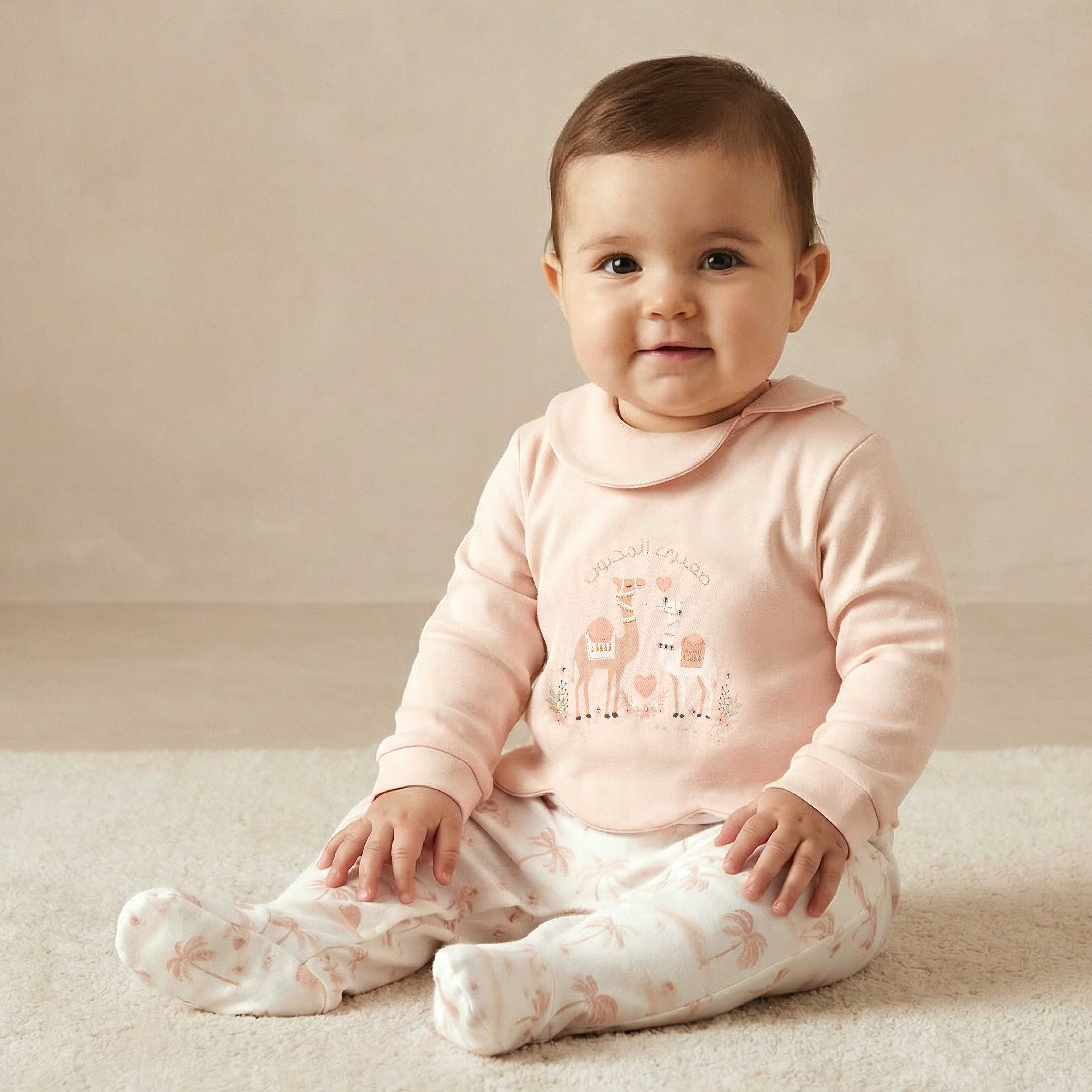 Juniors Cotton Collared Neck Long Sleeve Sleepsuit with Snap Button Closure-baby-girls-clothing-nightwear-sleepsuits-image-1