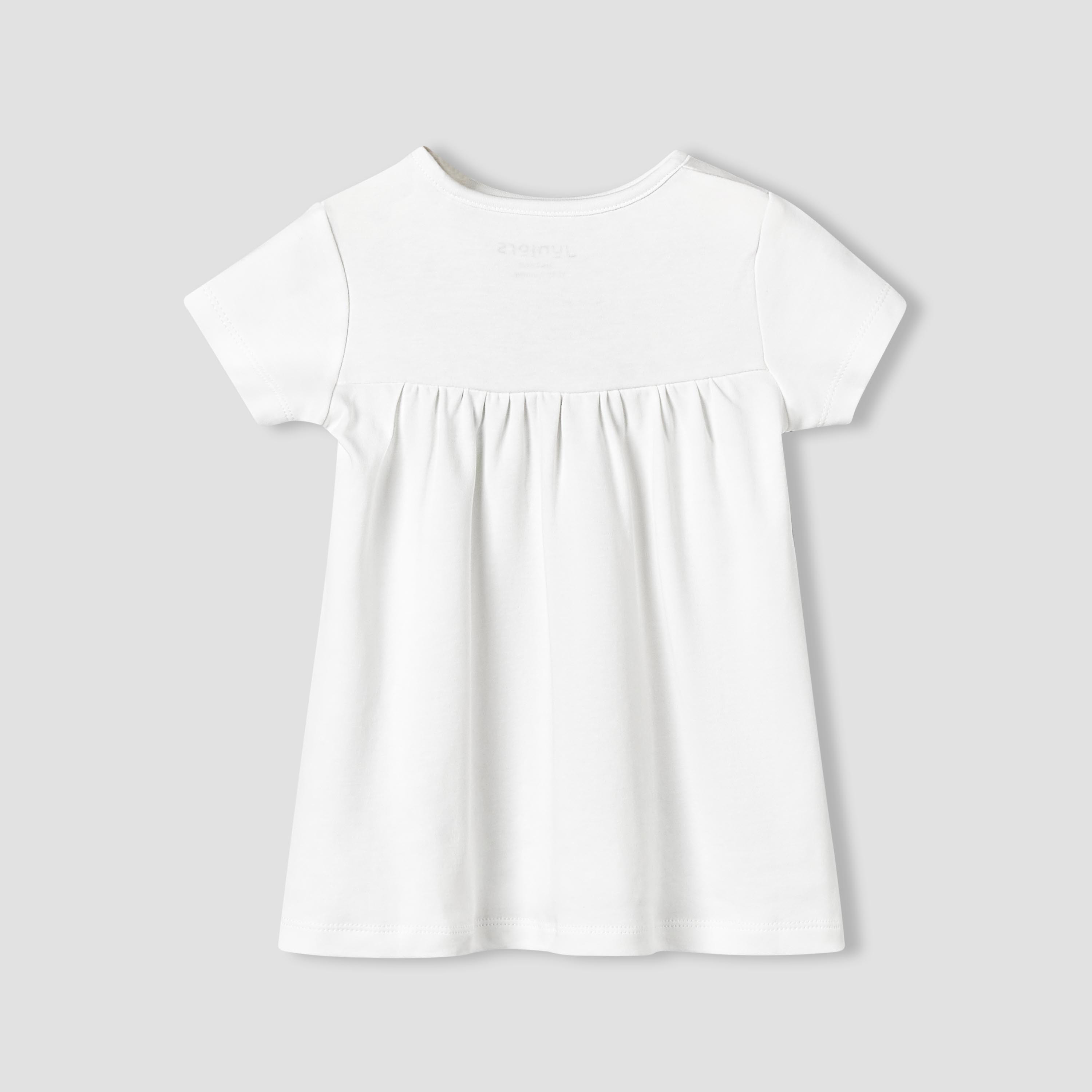 Juniors Round Neck Short Sleeve Dress with Snap Button Closure-baby-girls-clothing-dressesandjumpsuits-image-3
