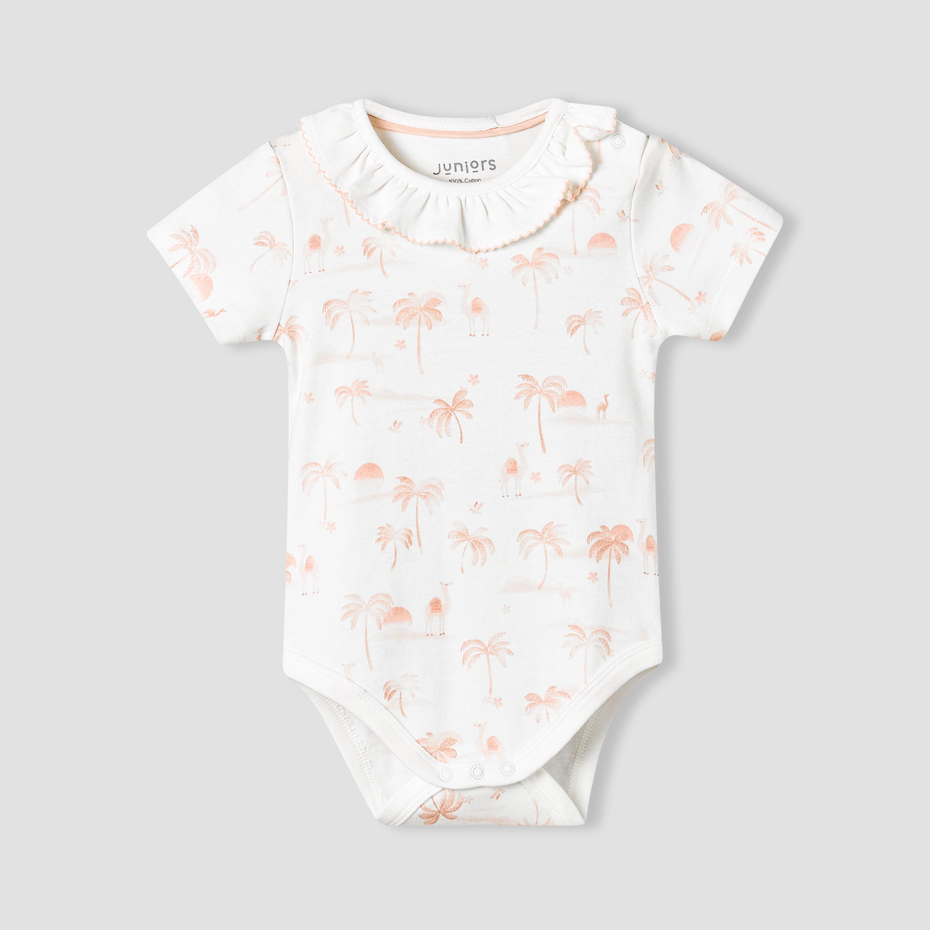 Juniors Cotton Round Neck Short Sleeve Bodysuit with Snap Button Closure-baby-girls-clothing-bodysuits-image-2