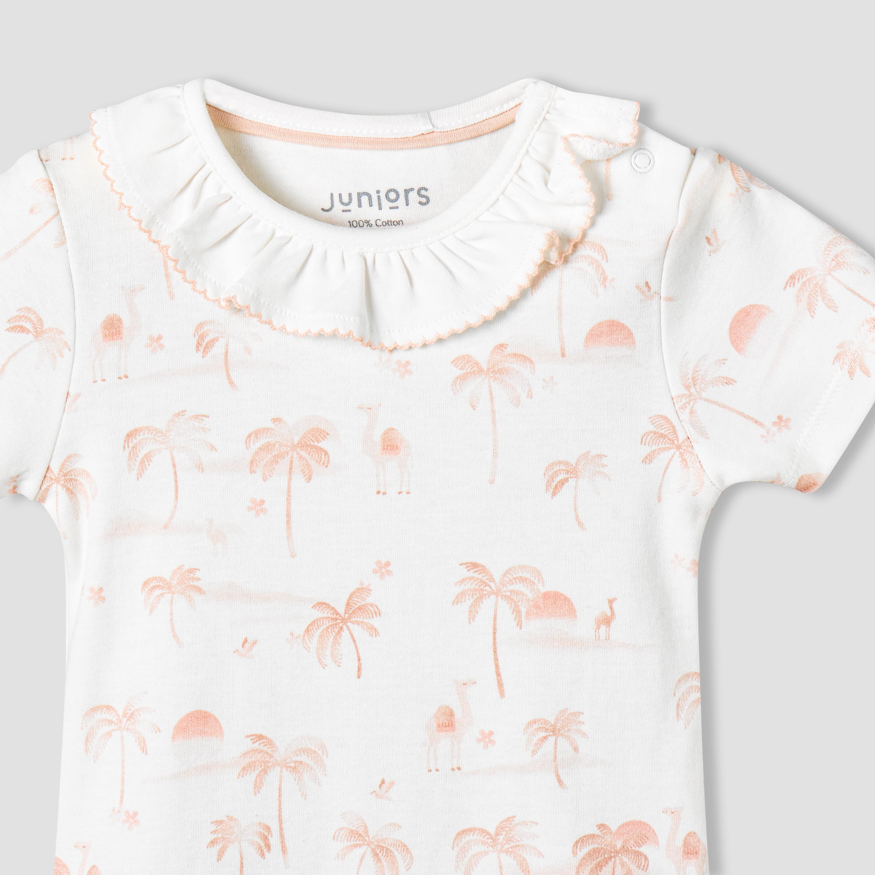 Juniors Cotton Round Neck Short Sleeve Bodysuit with Snap Button Closure-baby-girls-clothing-bodysuits-image-4