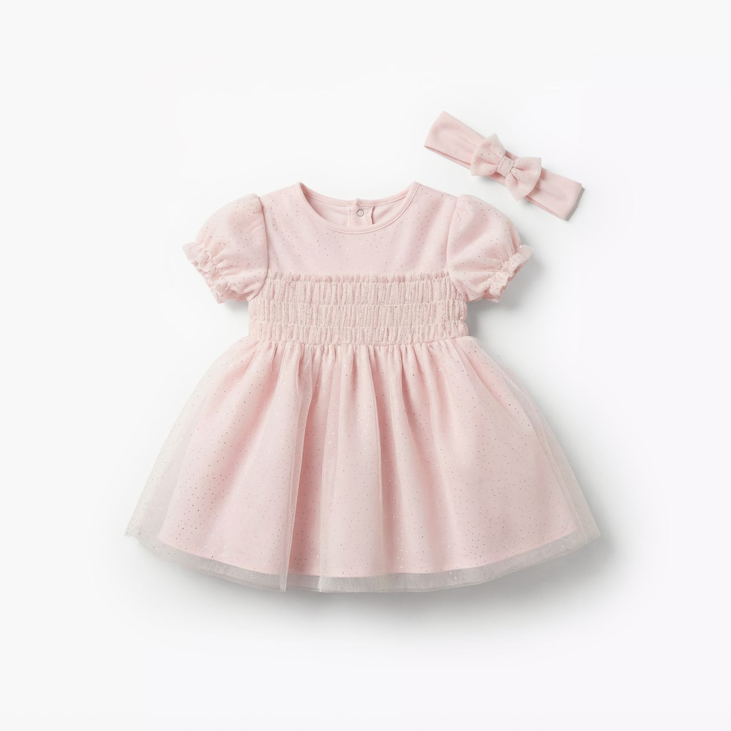 Giggles Round Neck Short Sleeve Dress with Hairband-baby-girls-clothing-dressesandjumpsuits-image-2