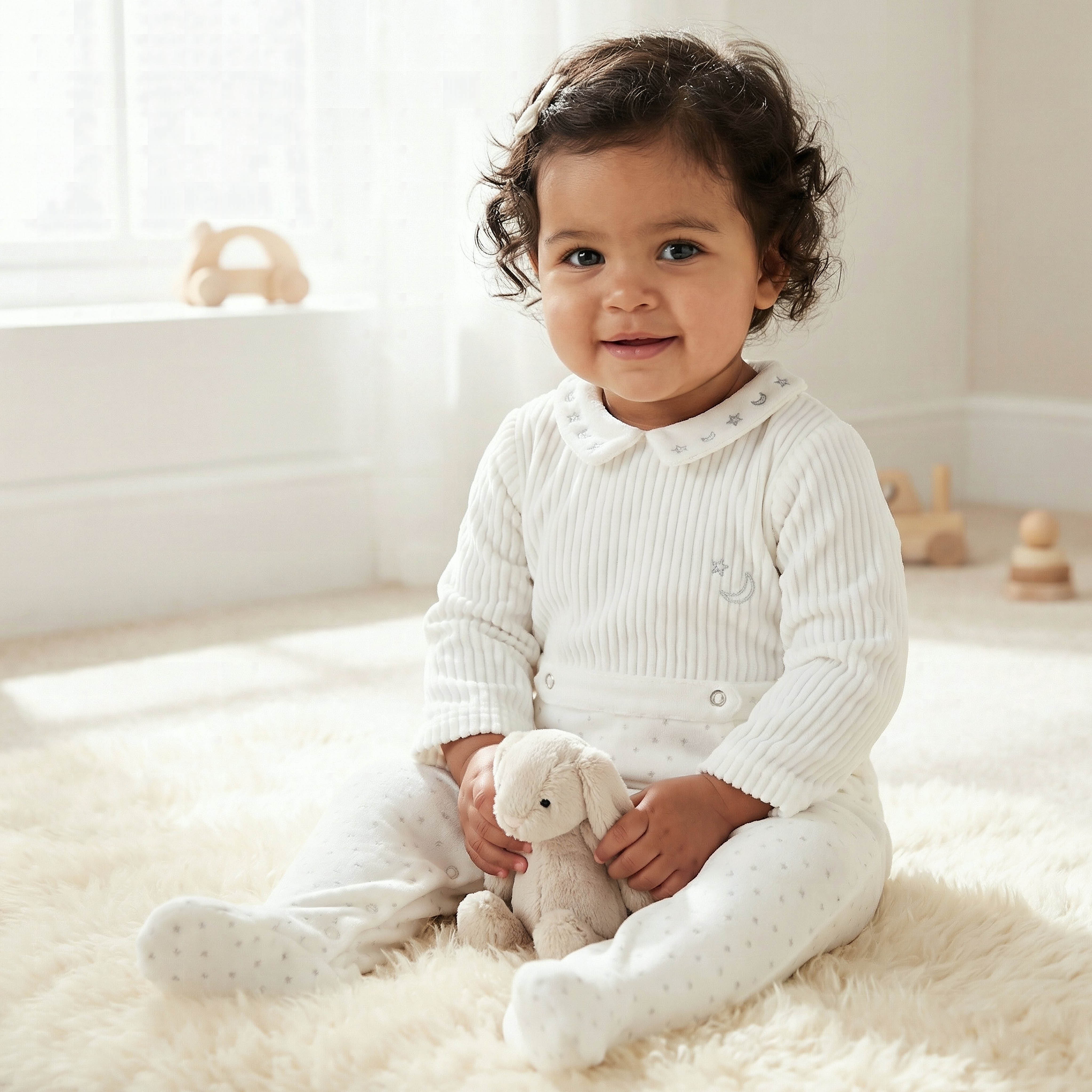 Giggles Peter Pan Collar Long Sleeves Sleepsuit with Star and Moon Embroidery-baby-boys-clothing-nightwear-sleepsuits-image-1