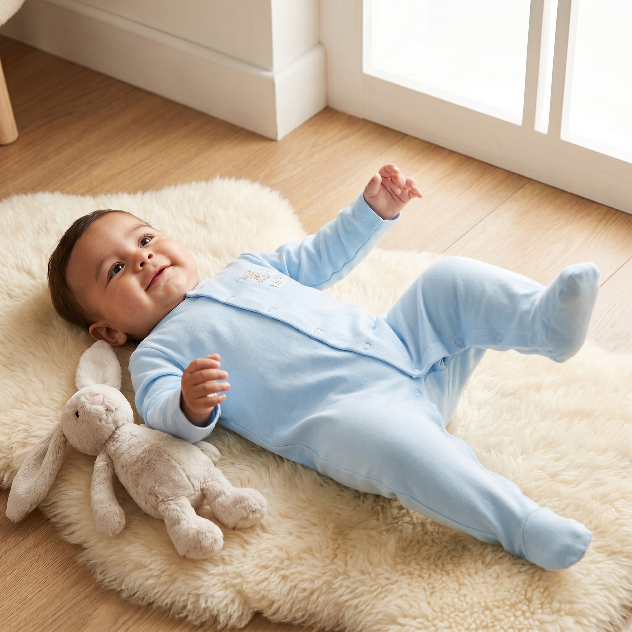 Juniors Cotton Round Neck Long Sleeves Sleepsuit with Snap Button Closure-baby-boys-clothing-nightwear-sleepsuits-image-1