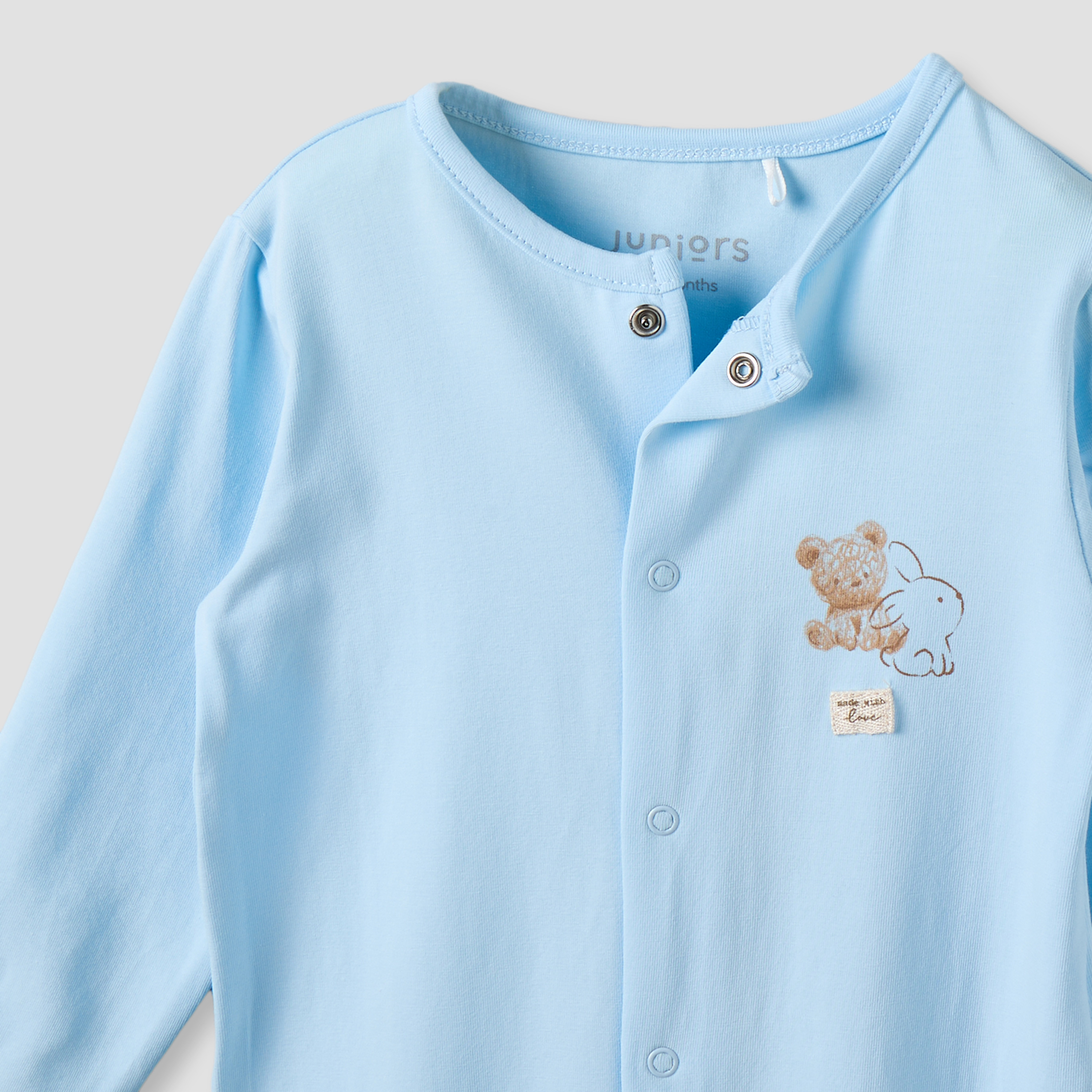 Juniors Cotton Round Neck Long Sleeves Sleepsuit with Snap Button Closure-baby-boys-clothing-nightwear-sleepsuits-image-4