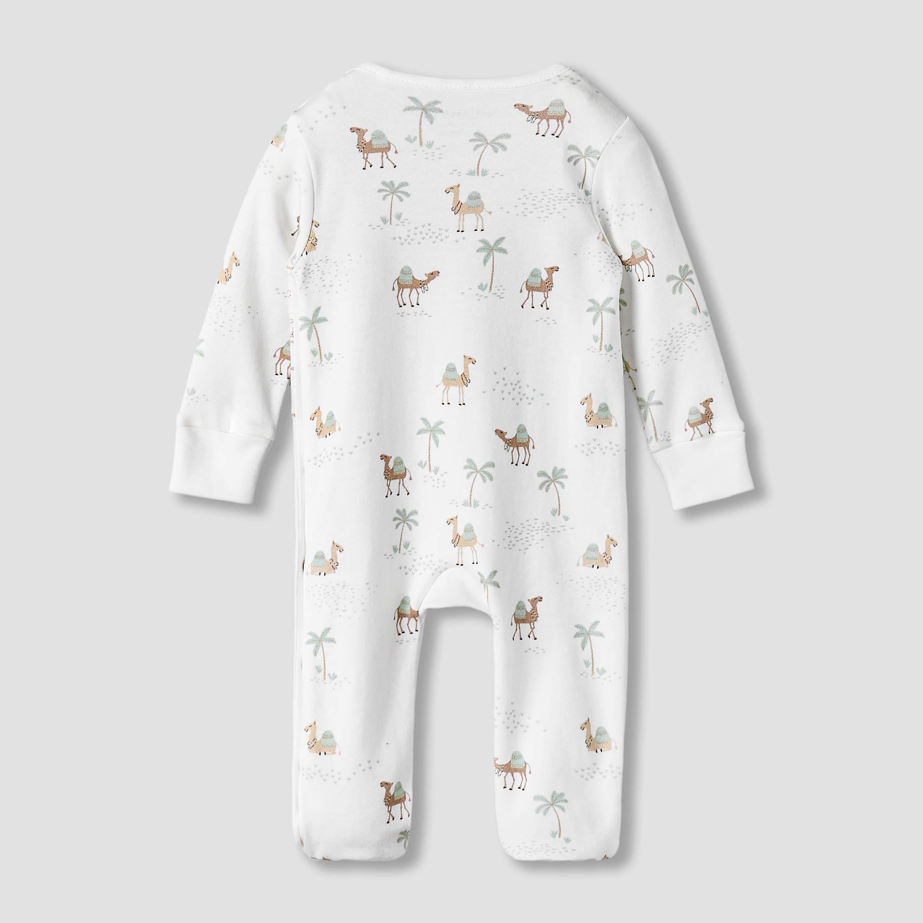 Juniors Cotton Round Neck Long Sleeves Sleepsuit with Camel Print-baby-boys-clothing-nightwear-sleepsuits-image-3