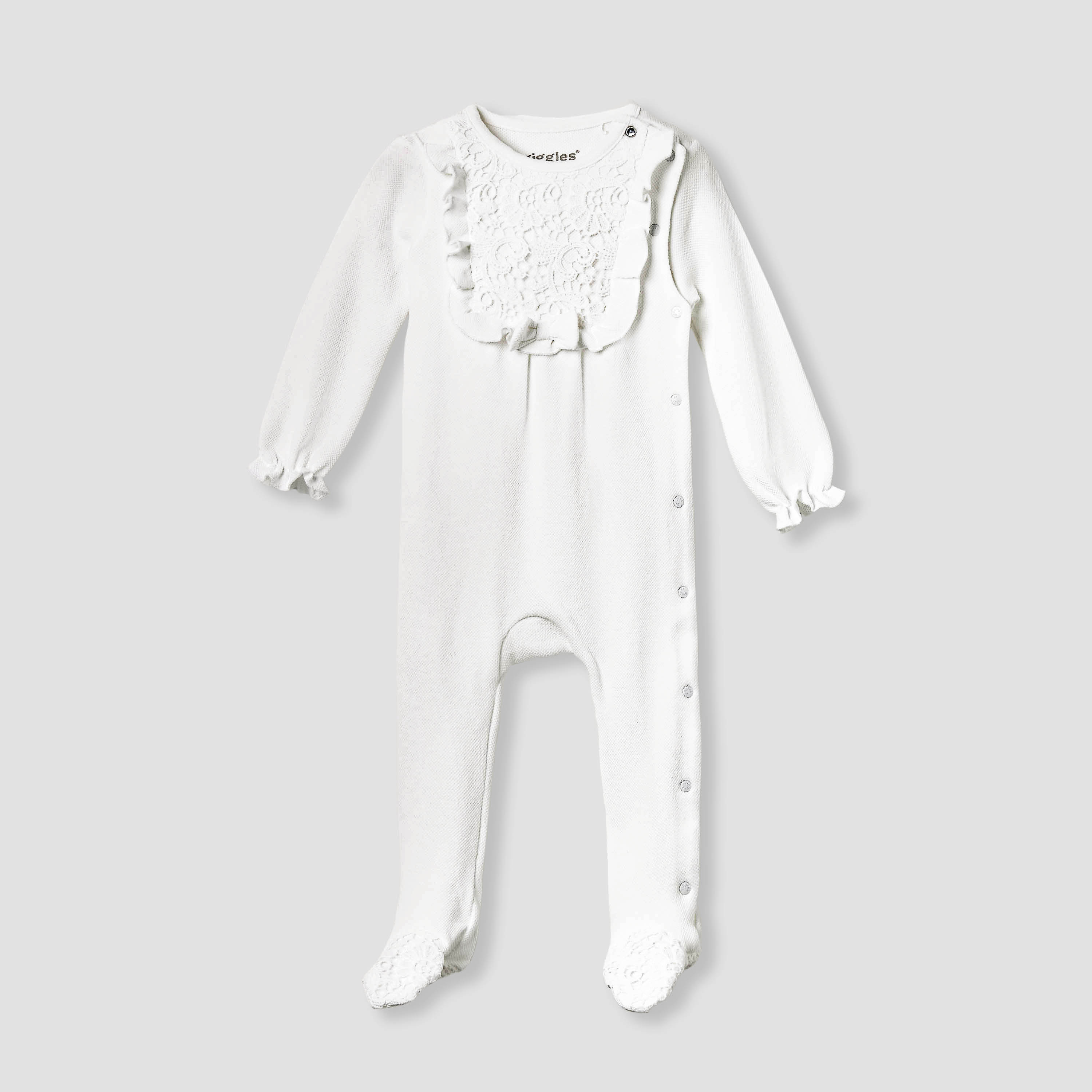 Giggles Lace Accent Closed Feet Sleepsuit with Long Sleeves-baby-girls-clothing-nightwear-sleepsuits-image-1