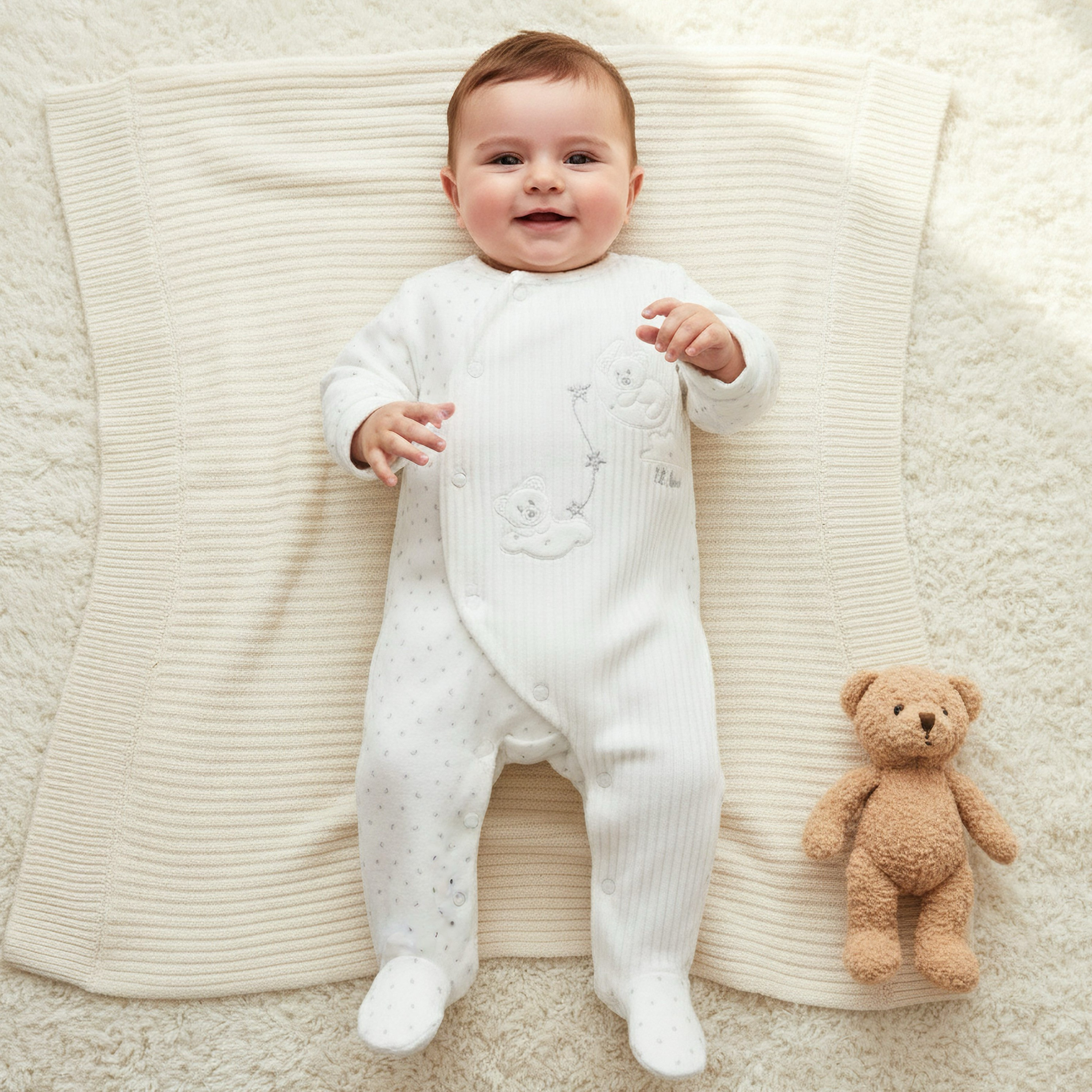 بدلة نوم بياقة بأكمام طويلة وتزيينات دب من جيجلز-baby-boys-clothing-nightwear-sleepsuits-image-1