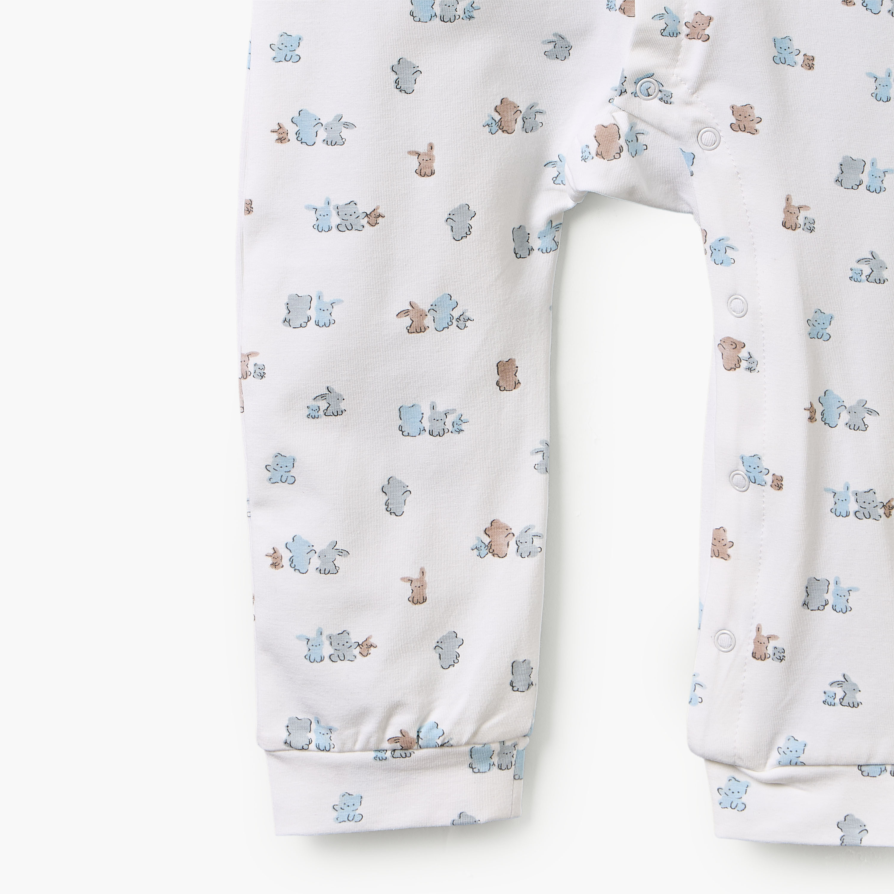 Juniors Cotton Crew Neck Long Sleeves Sleepsuit with Bear Applique-baby-boys-clothing-nightwear-sleepsuits-image-4