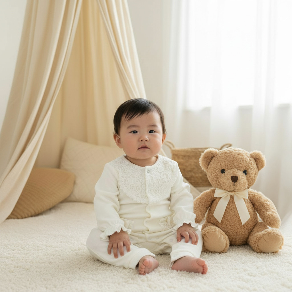 Giggles Lace Panel Sleepsuit with Long Sleeves-baby-girls-clothing-nightwear-sleepsuits-image-7