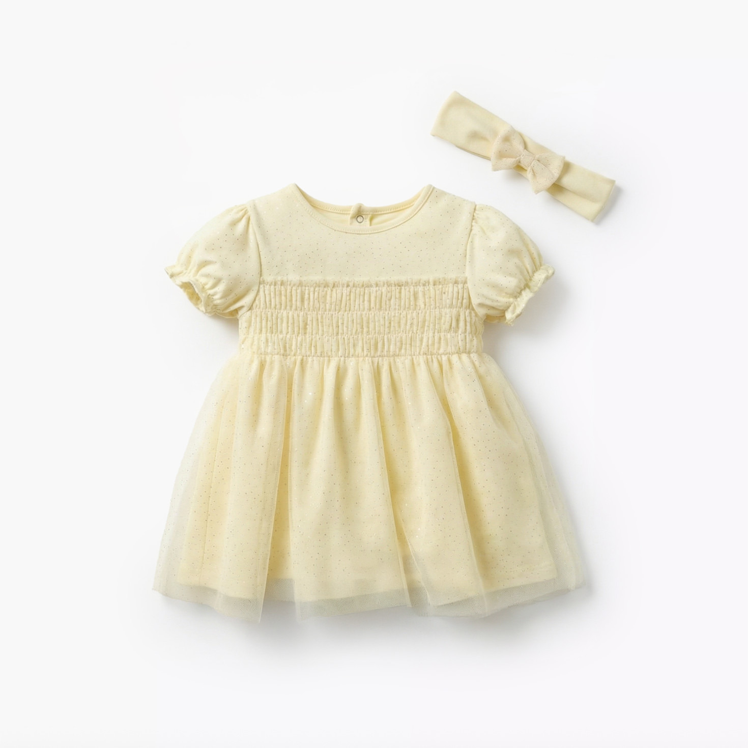 Giggles Round Neck Short Sleeve Dress with Hairband-baby-girls-clothing-dressesandjumpsuits-image-2