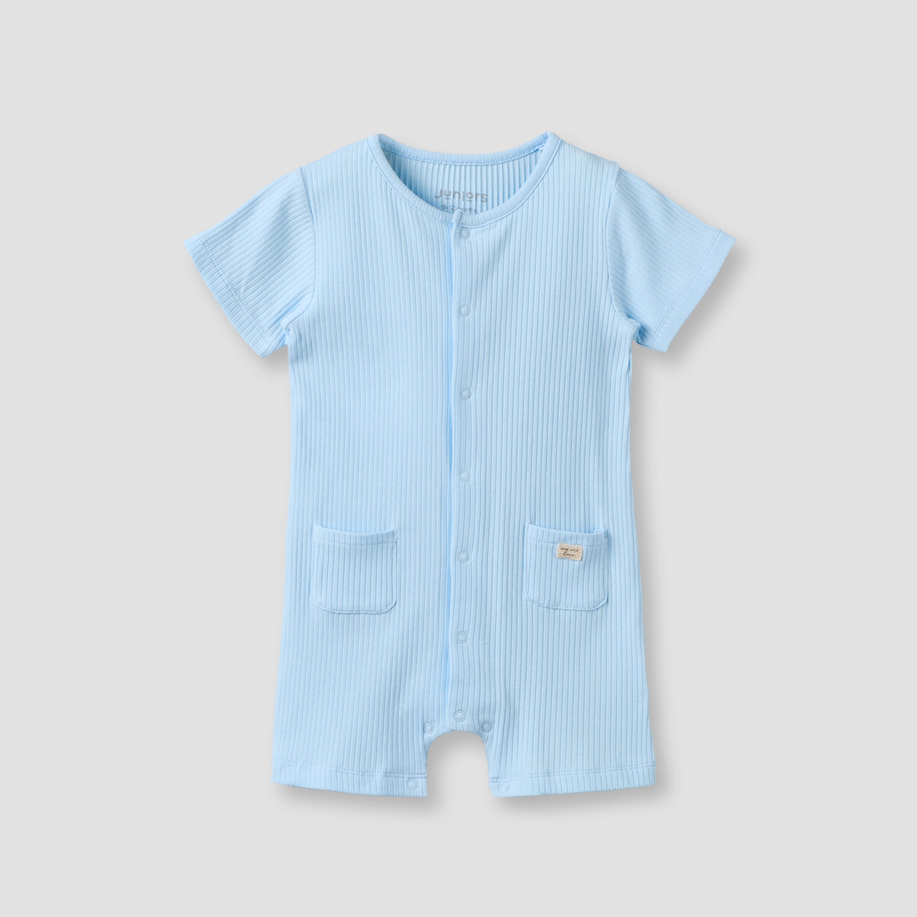 Juniors Round Neck Short Sleeves Romper with Snap Button Closure-baby-boys-clothing-rompers-image-2