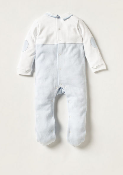 Giggles Solid Closed Feet Sleepsuit with Collared Neck and Long Sleeves