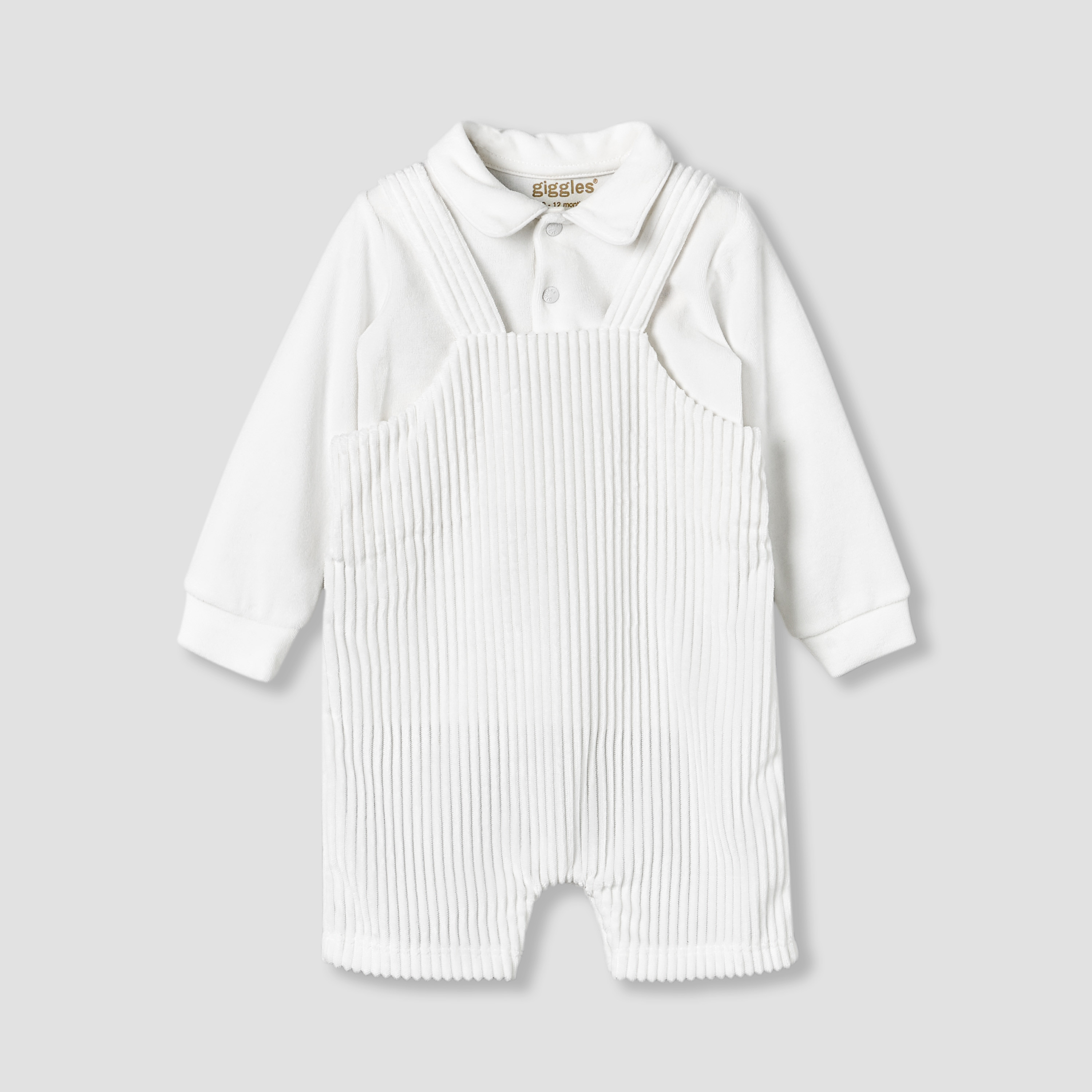 Giggles Collared Long Sleeves T-shirt and Dungaree Set with Applique Design-baby-boys-clothing-setsandcoords-image-1