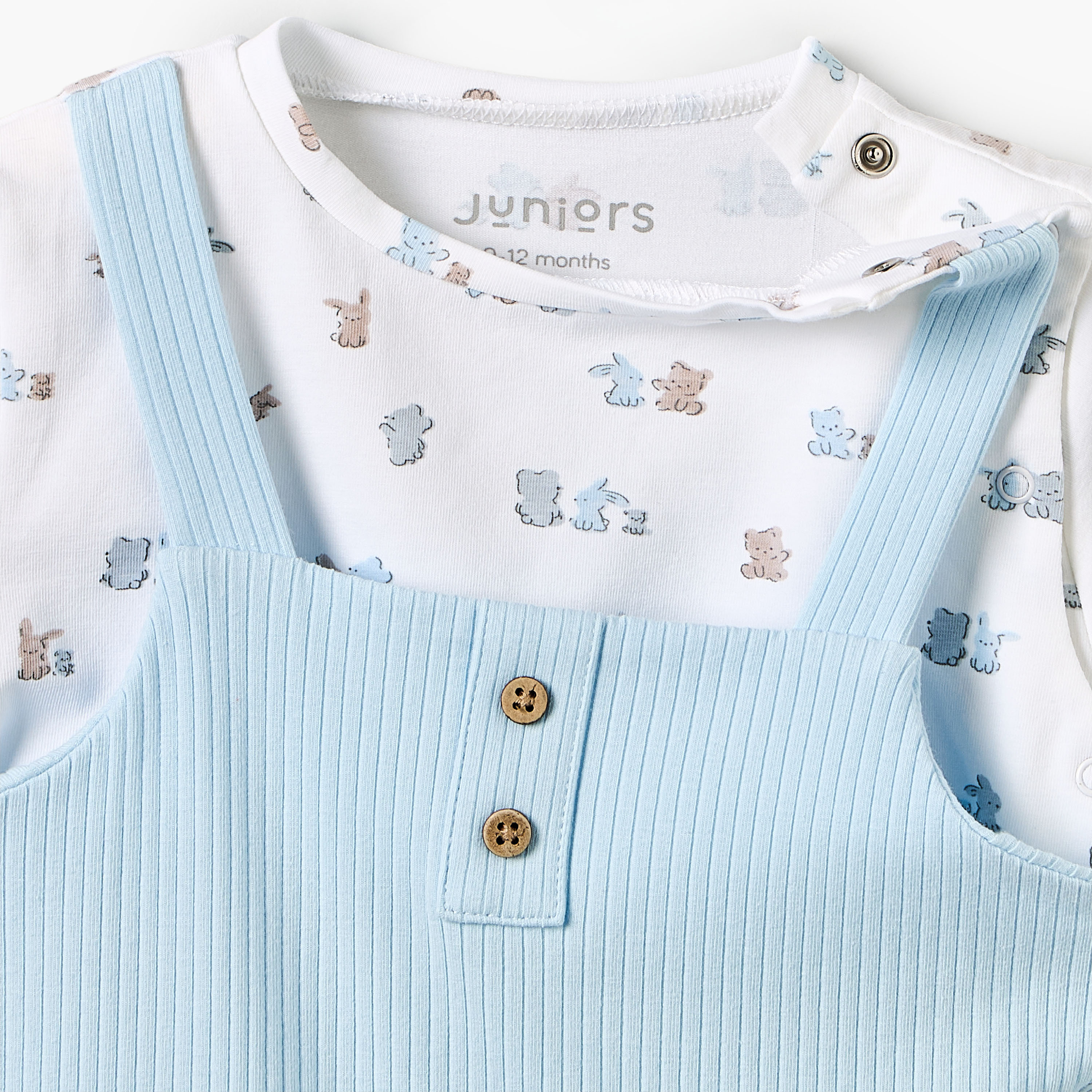 Juniors Crew Neck Short Sleeves Romper with Bunny Print-baby-boys-clothing-rompers-image-5