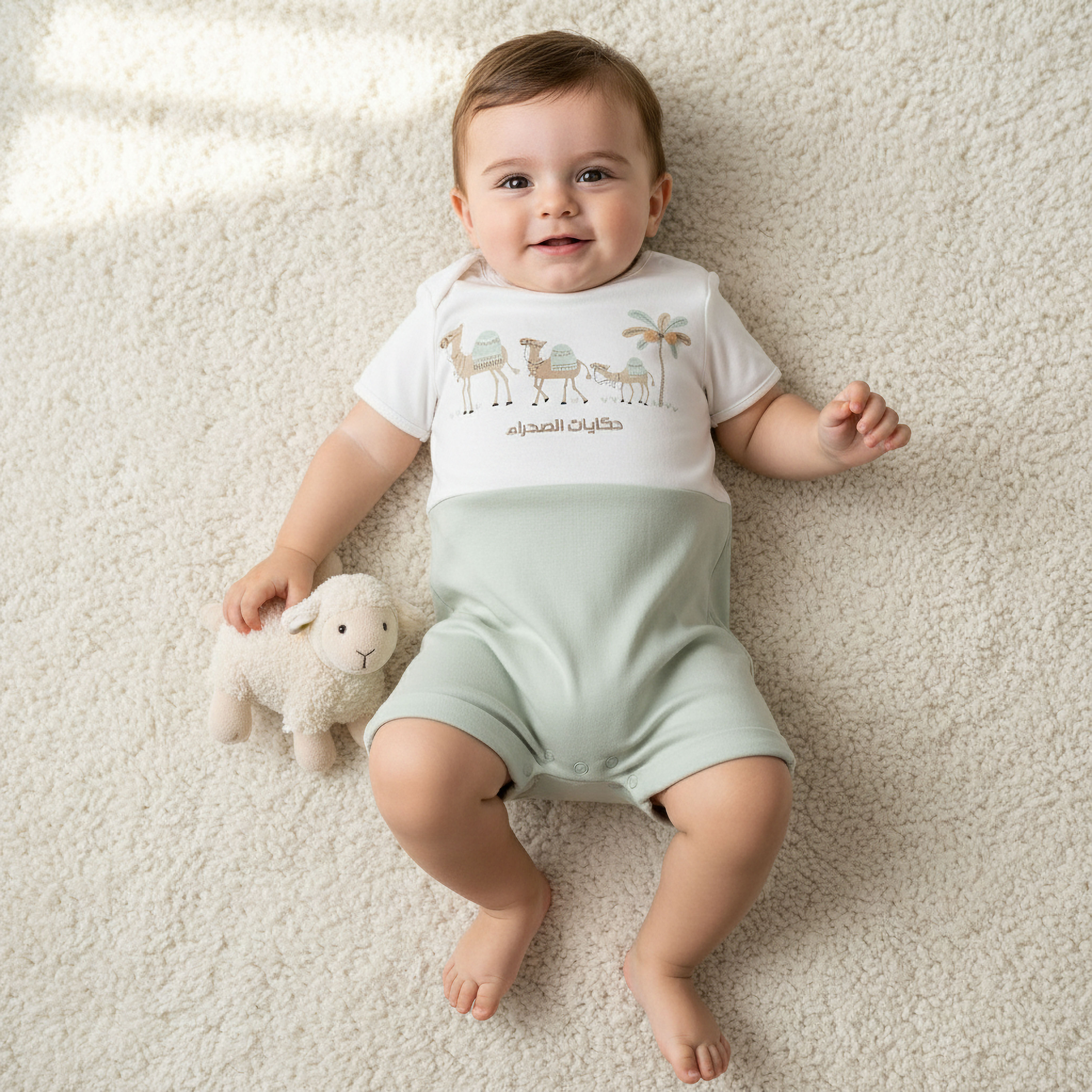 Juniors Round Neck Short Sleeve Romper with Snap Button Closure-baby-boys-clothing-rompers-image-1