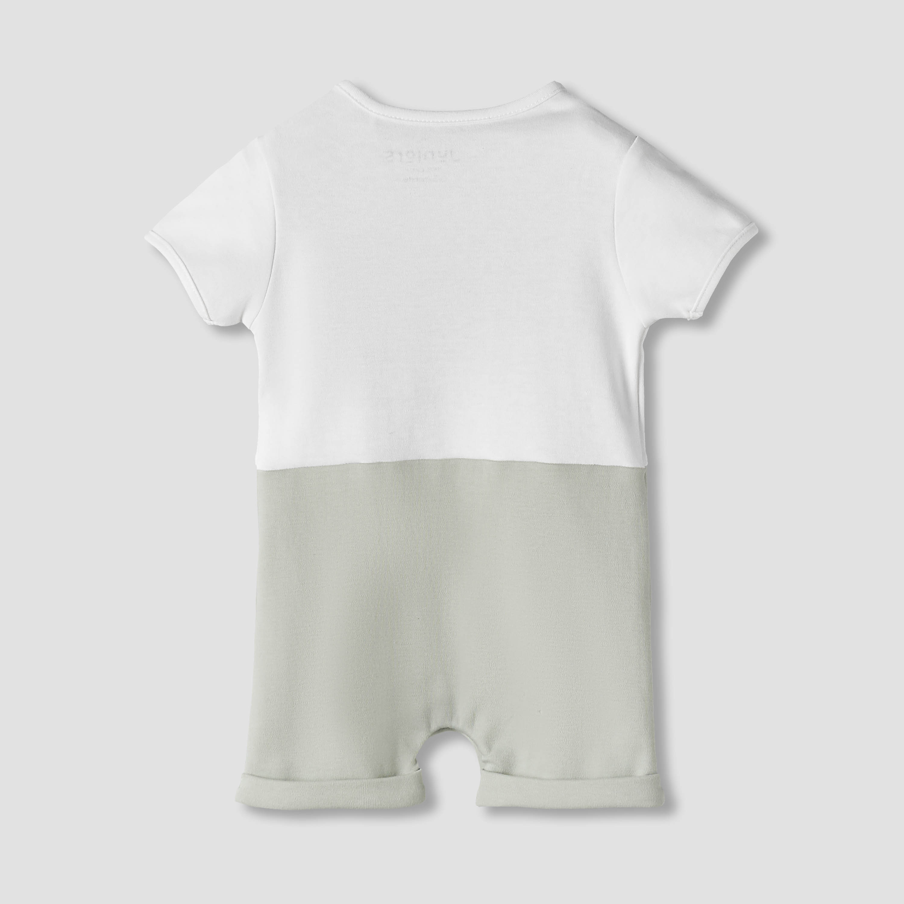 Juniors Round Neck Short Sleeve Romper with Snap Button Closure-baby-boys-clothing-rompers-image-2