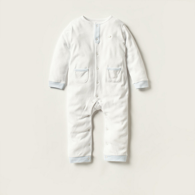 Giggles Solid Sleepsuit with Long Sleeves and Pocket