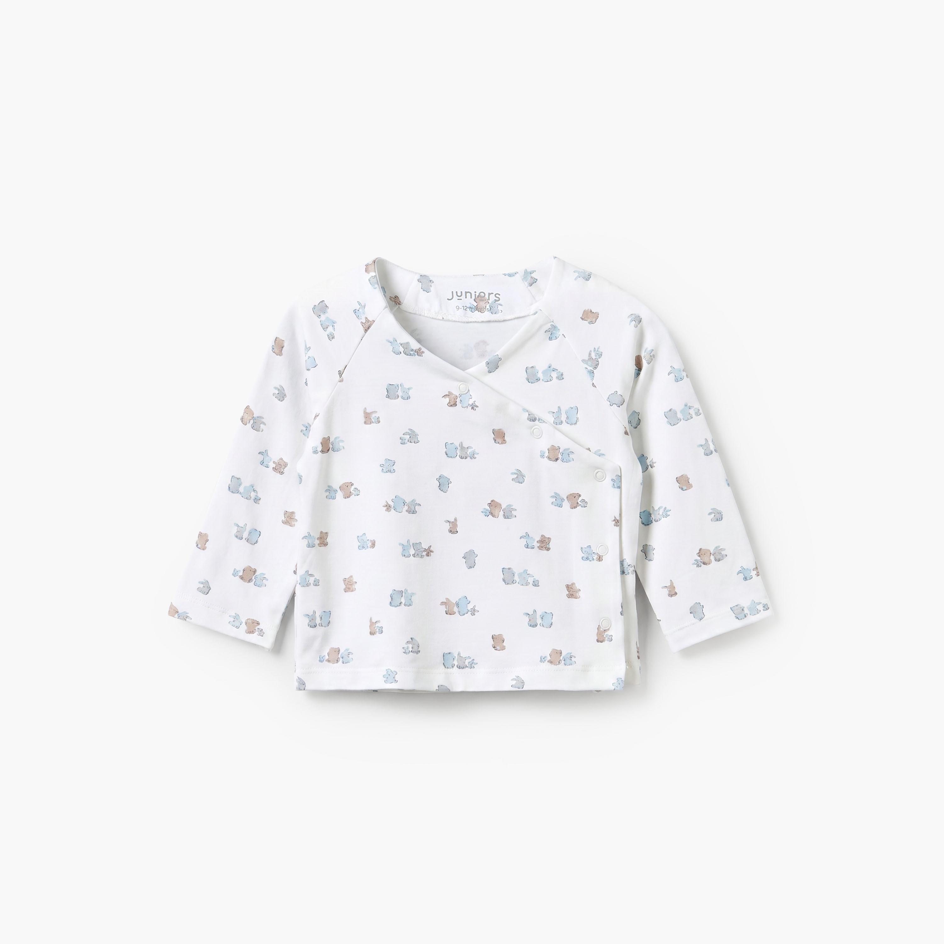 Juniors Cotton V-neck Long Sleeves Pyjama Set with Bunny Print-baby-boys-clothing-nightwear-pyjamasets-image-3