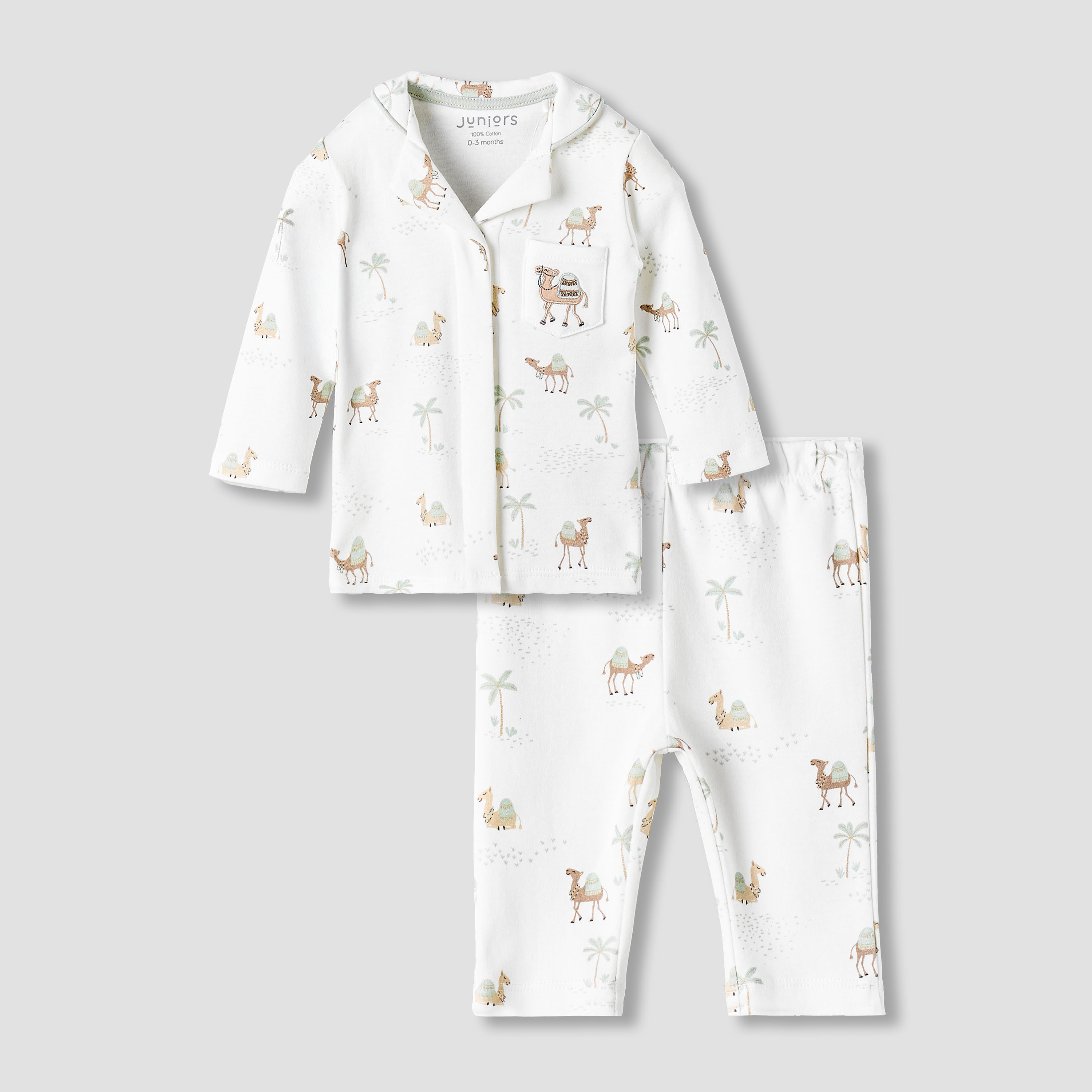 Juniors Cotton Collared Neck Long Sleeve Pyjama Set with Camel Print-baby-boys-clothing-nightwear-pyjamasets-image-2