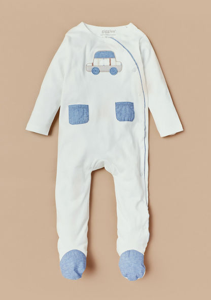 Giggles Closed Feet Sleepsuit with Long Sleeves and Pockets-Sleepsuits-image-0