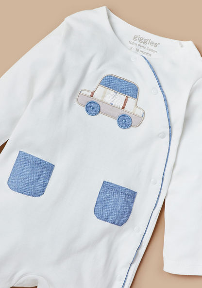 Giggles Closed Feet Sleepsuit with Long Sleeves and Pockets-Sleepsuits-image-1