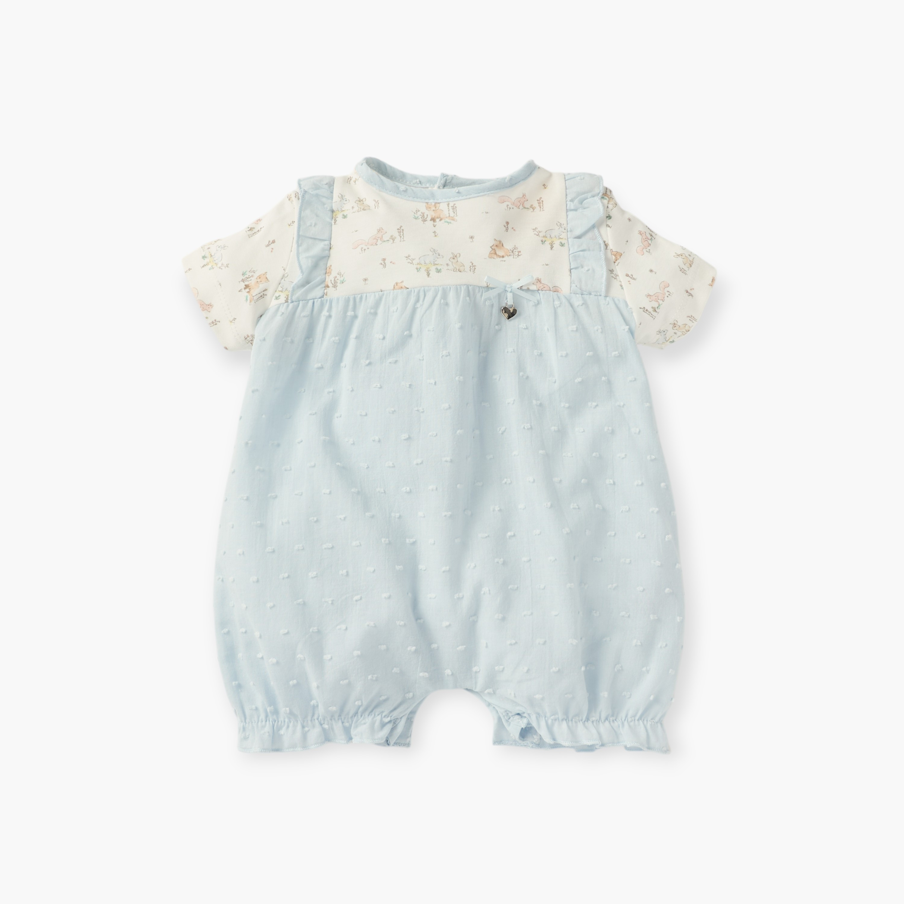 أفرول بطبعات وأكمام قصيرة وزر إغلاق من جيجلز-baby-girls-clothing-rompers-image-1