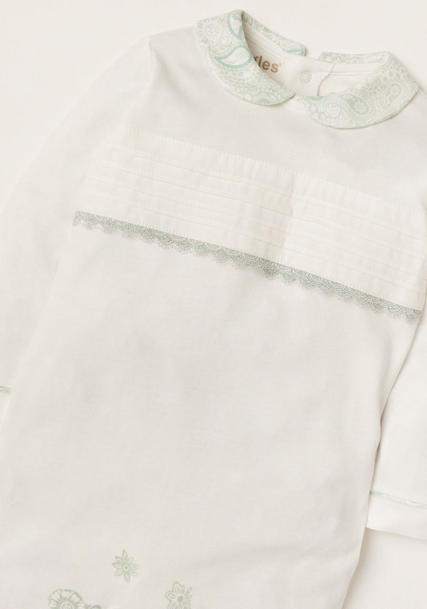 Giggles Paisley Printed Sleepsuit with Peter Pan Collar-Sleepsuits-image-1