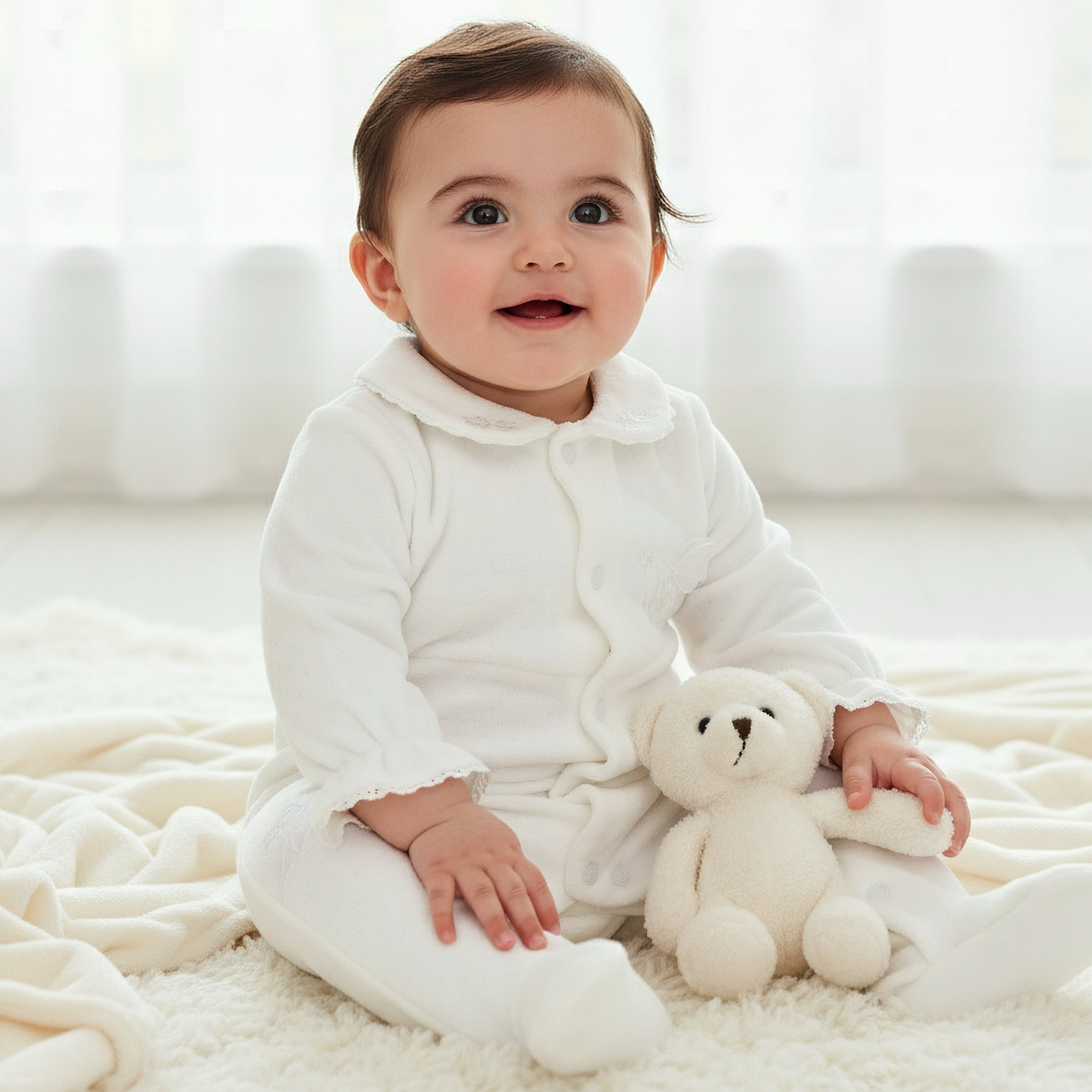 Giggles Peter Pan Collar Long Sleeves Sleepsuit with Butterfly Applique-baby-girls-clothing-nightwear-sleepsuits-image-2