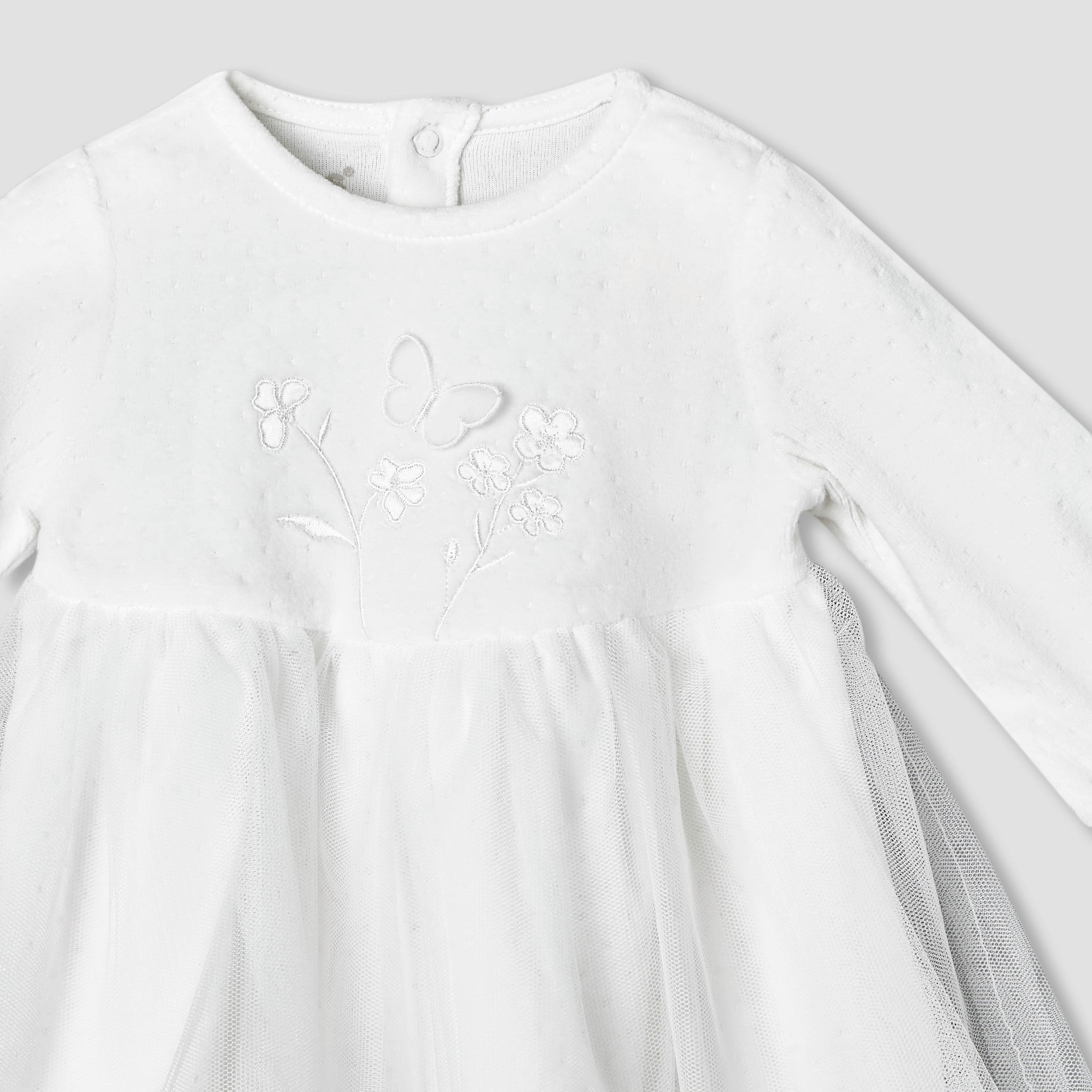 Giggles Round Neck Long Sleeves A-line Dress with Butterfly Applique-baby-girls-clothing-dressesandjumpsuits-image-4