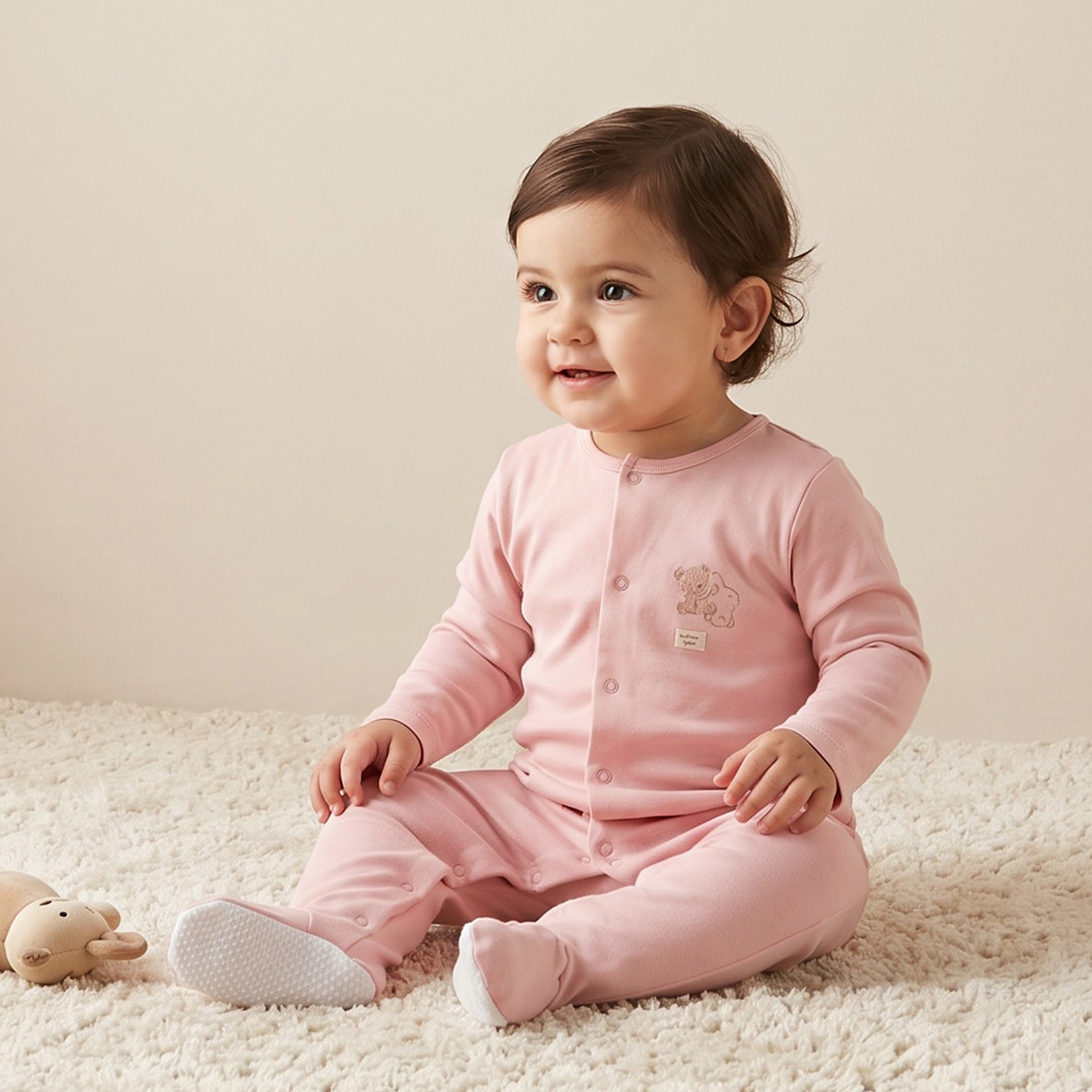 Juniors Cotton Crew Neck Long Sleeves Sleepsuit with Snap Button Closure-baby-girls-clothing-nightwear-sleepsuits-image-1