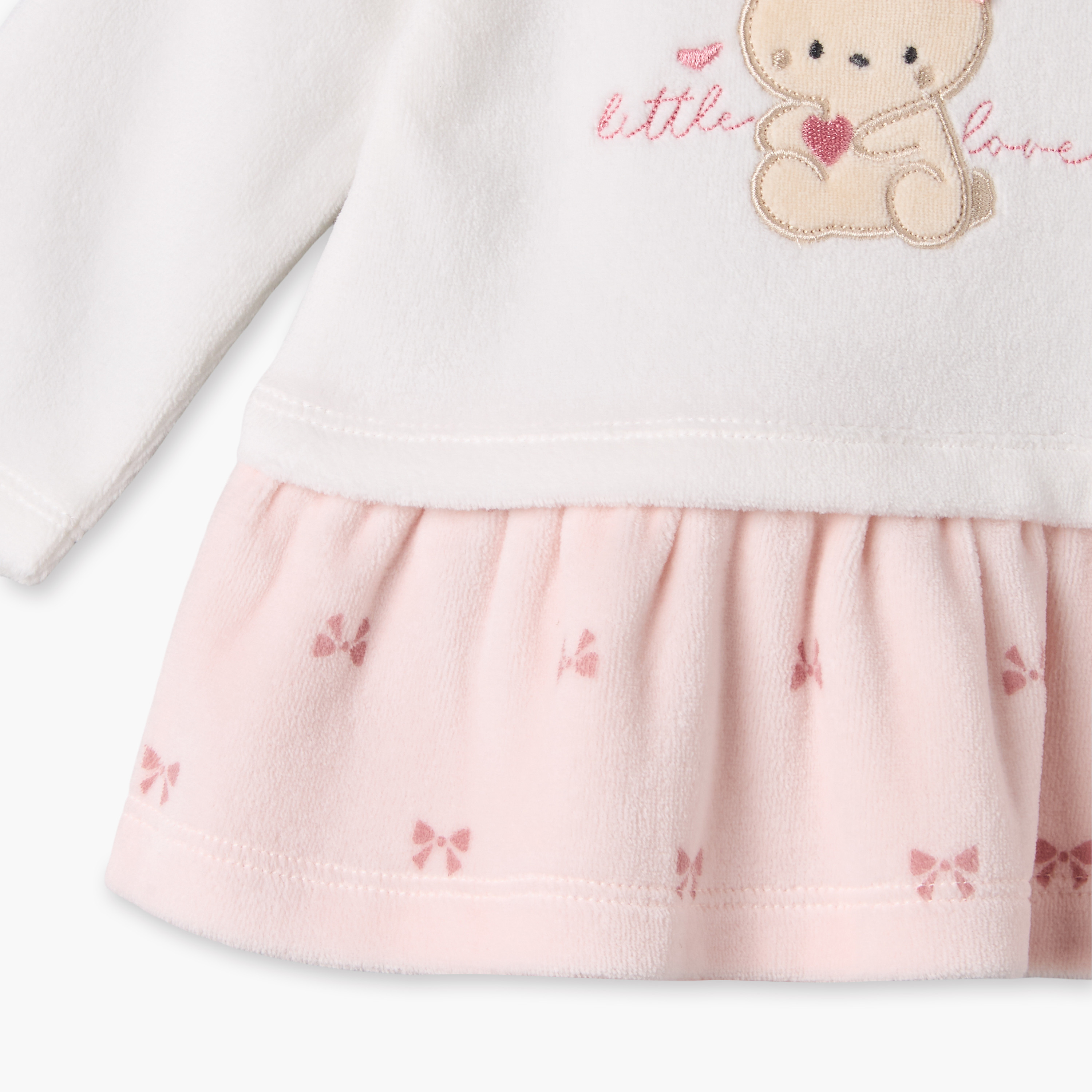 طقم بيجاما بياقة ضيقة وأكمام طويلة وزينة فيونكة من جونيورز-baby-girls-clothing-nightwear-pyjamasets-image-7