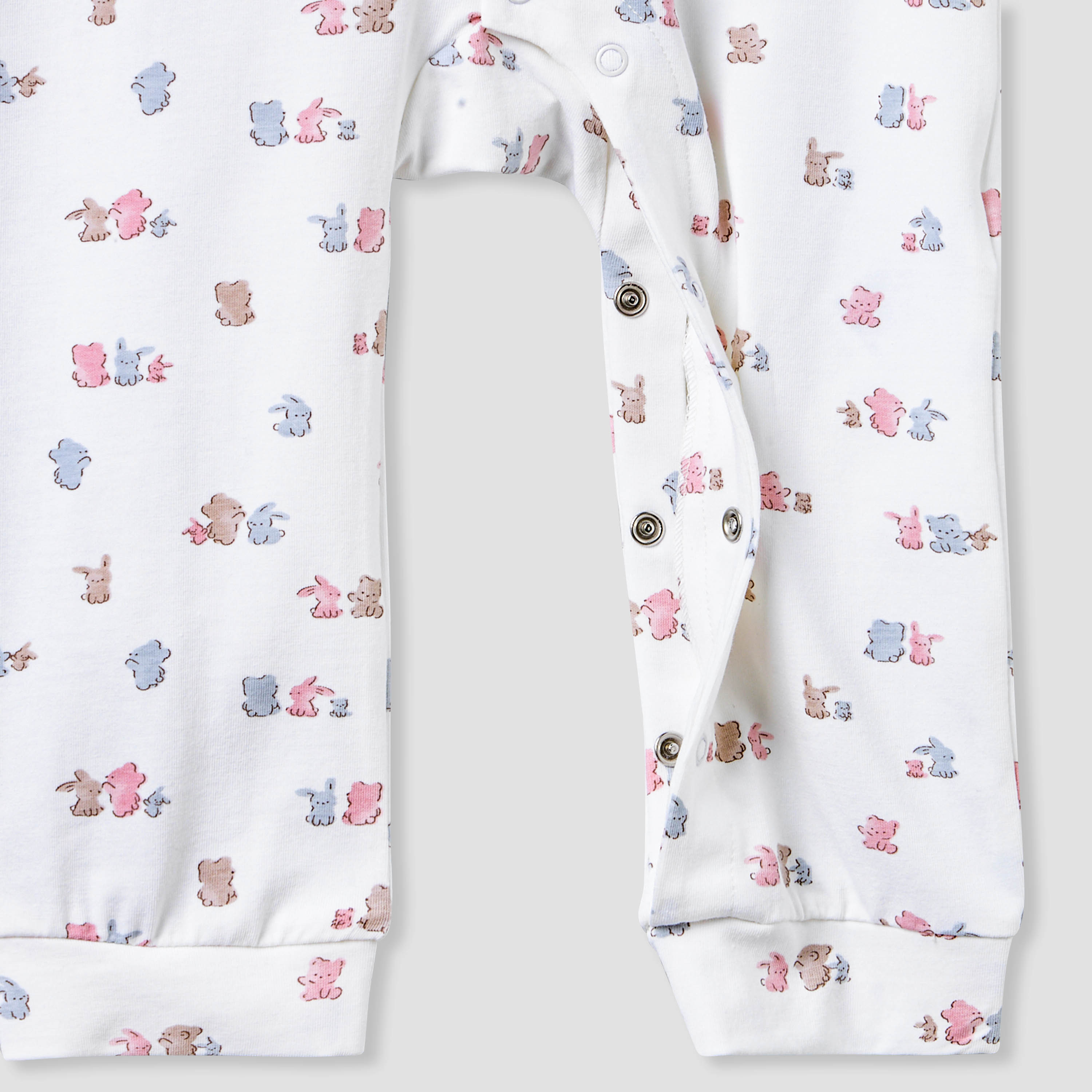 Juniors Cotton Mandarin Collar Long Sleeves Sleepsuit with Snap Button Closure-baby-girls-clothing-nightwear-sleepsuits-image-4