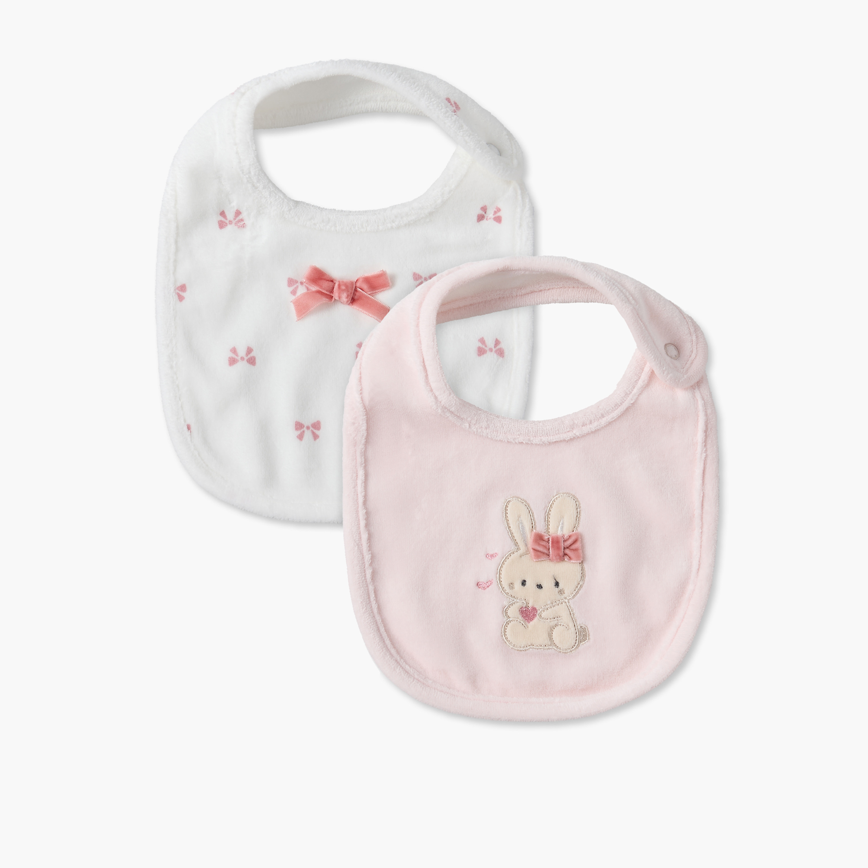 Pack of 2 Juniors Baby Bibs with Bow Applique-baby-feeding-bibs-image-1