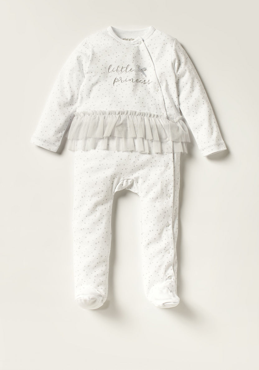 Giggles Printed Closed Feet Sleepsuit with Long Sleeves and Ruffles-Sleepsuits-image-0