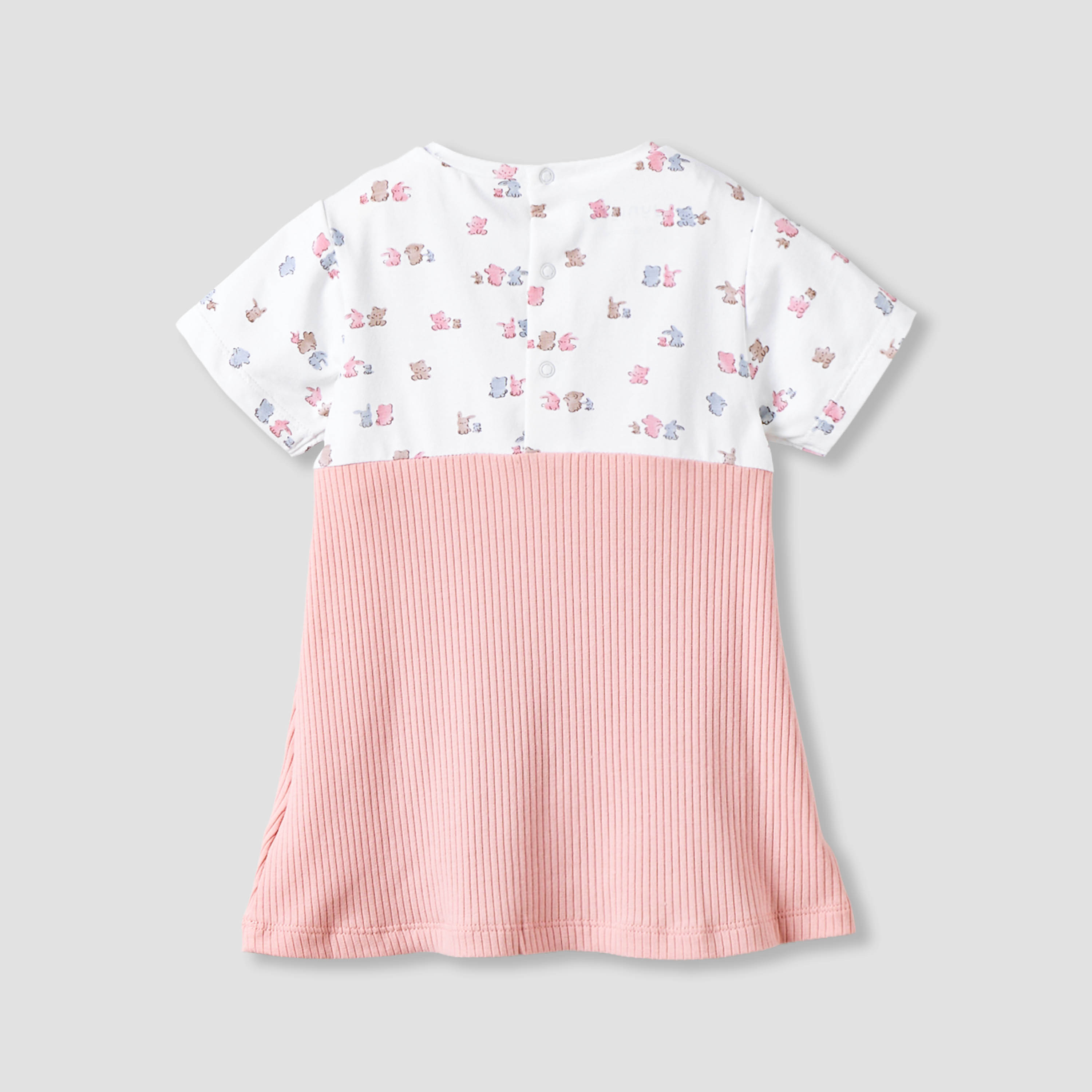 Juniors Round Neck Short Sleeves Knee Length Dress with Bear Print-baby-girls-clothing-dressesandjumpsuits-image-2