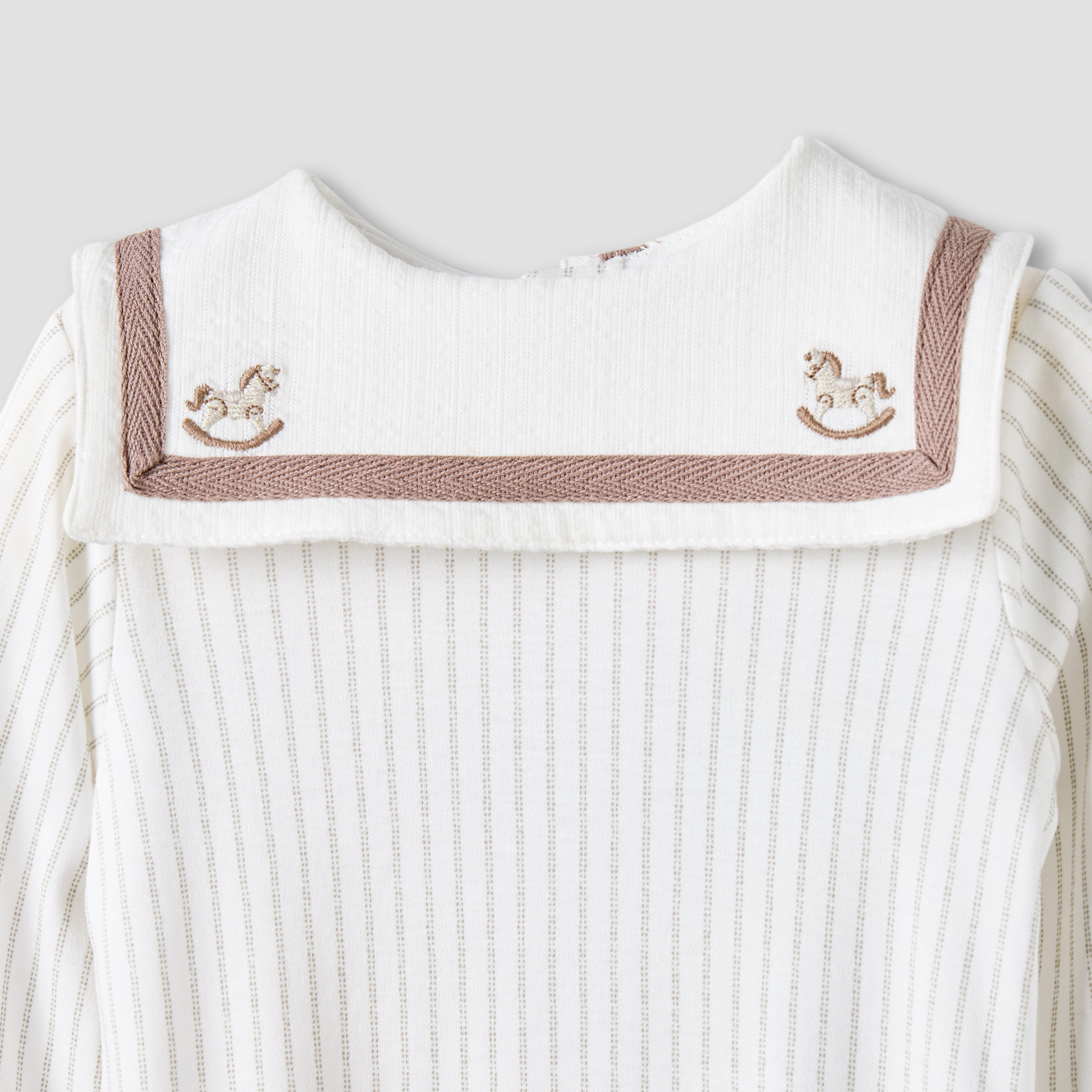 Giggles Striped Sailor Collar Sleepsuit with Long Sleeves-baby-boys-clothing-nightwear-sleepsuits-image-3