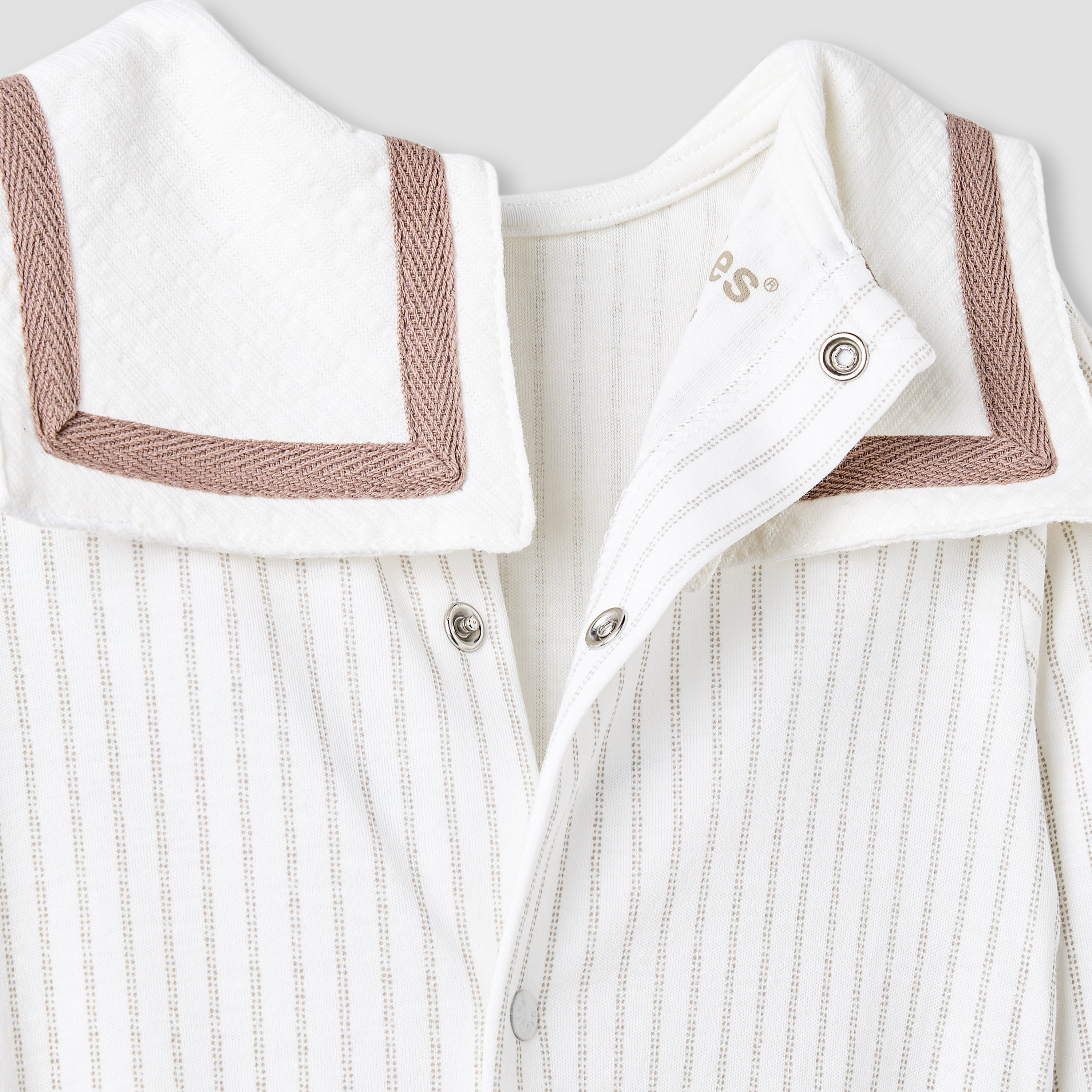 Giggles Striped Sailor Collar Sleepsuit with Long Sleeves-baby-boys-clothing-nightwear-sleepsuits-image-5