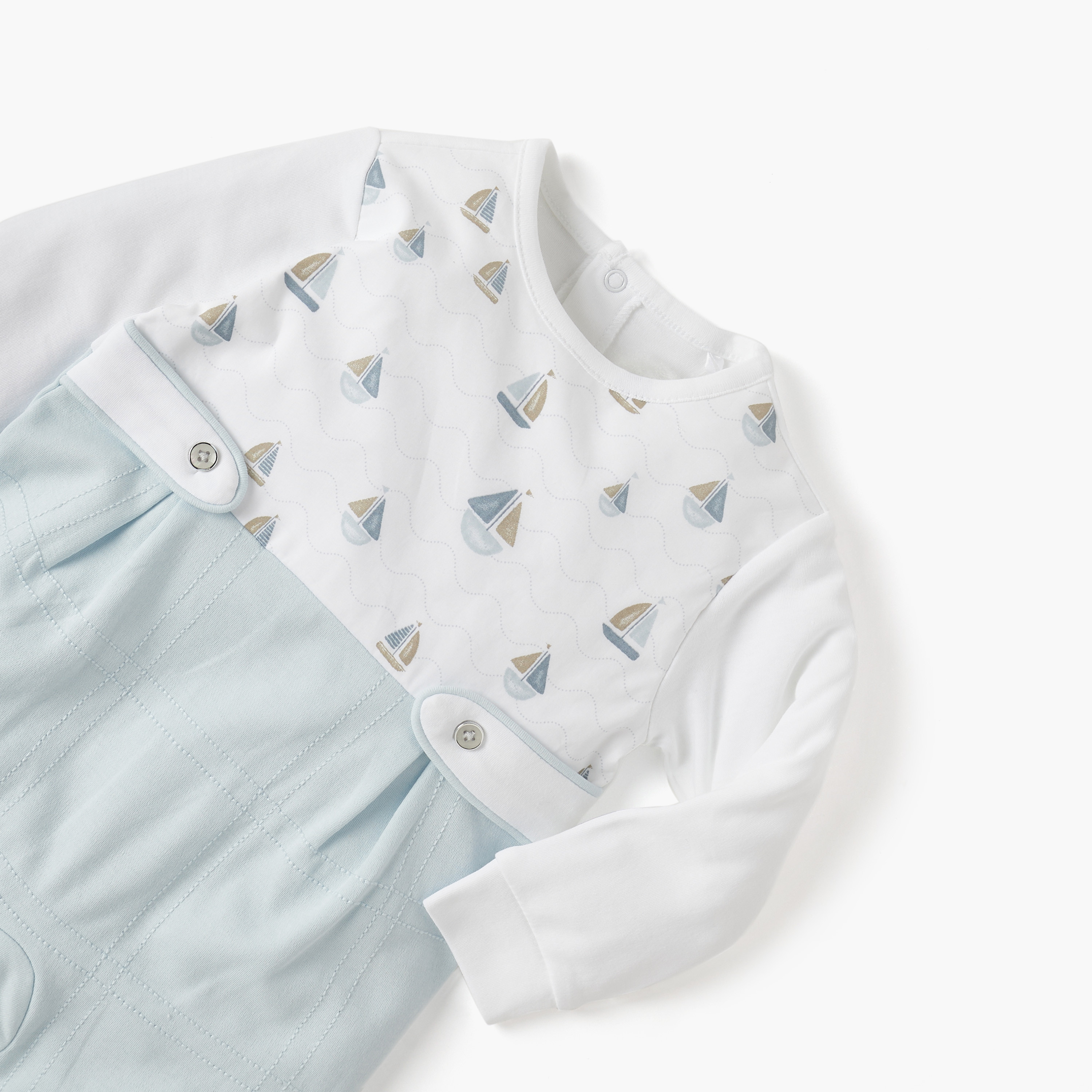 Giggles Sail Boat Print Closed Feet Sleepsuit with Long Sleeves-baby-boys-clothing-nightwear-sleepsuits-image-3
