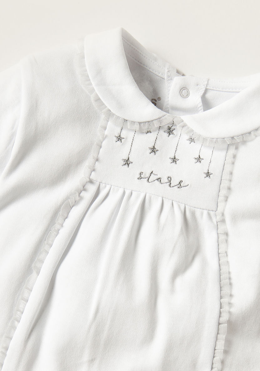 Giggles Embroidered Closed Feet Sleepsuit with Peter Pan Collar-Sleepsuits-image-1
