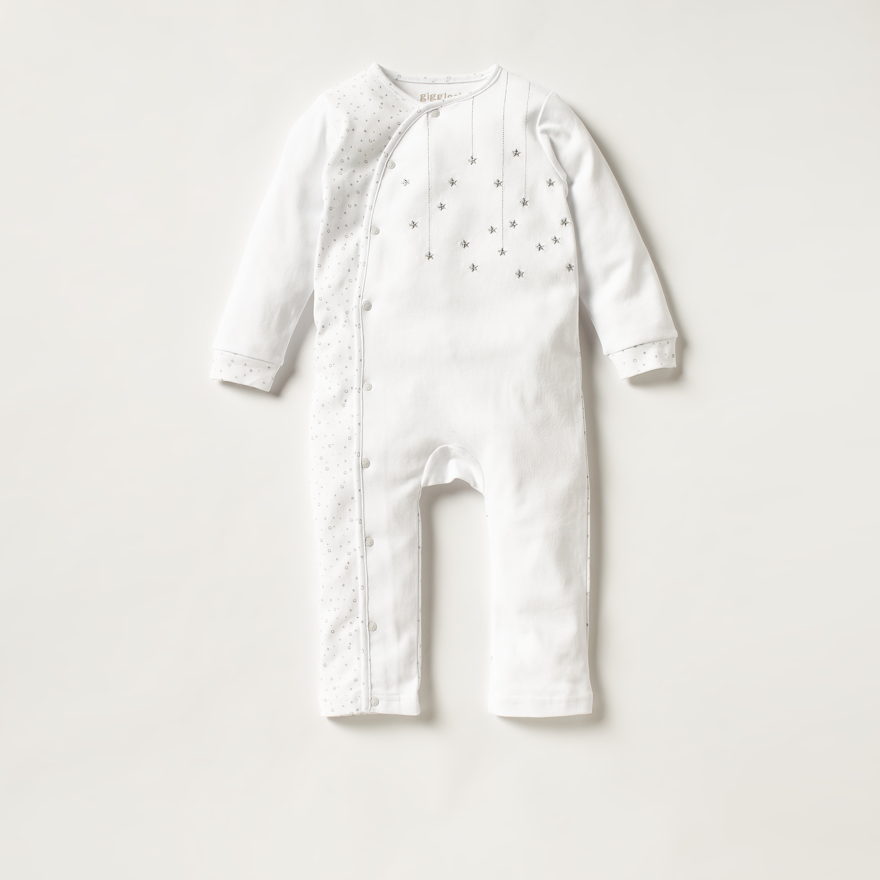 Giggles Embroidered Sleepsuit with Long Sleeves and Button Closure-baby-girls-clothing-nightwear-sleepsuits-image-1