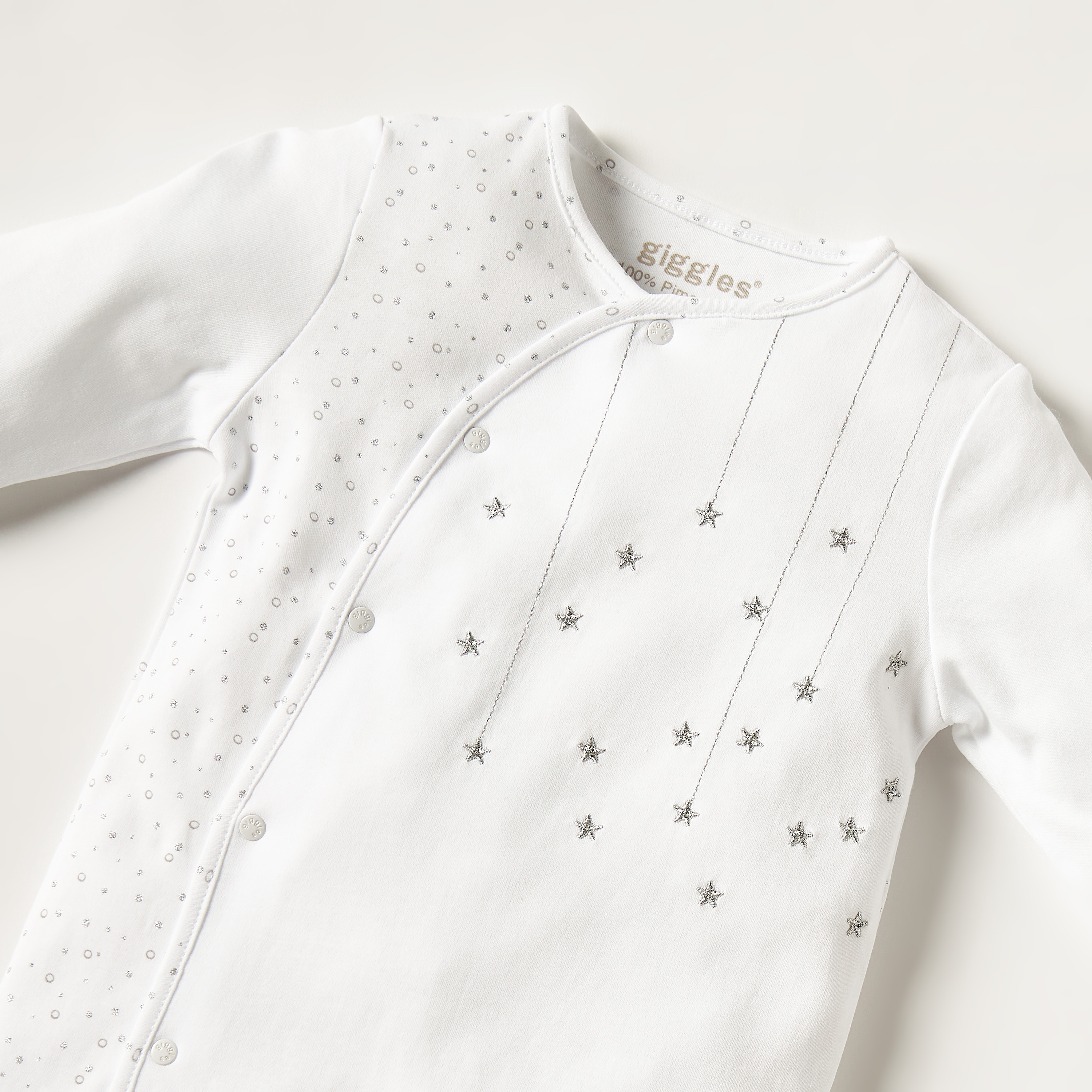 Giggles Embroidered Sleepsuit with Long Sleeves and Button Closure-baby-girls-clothing-nightwear-sleepsuits-image-2