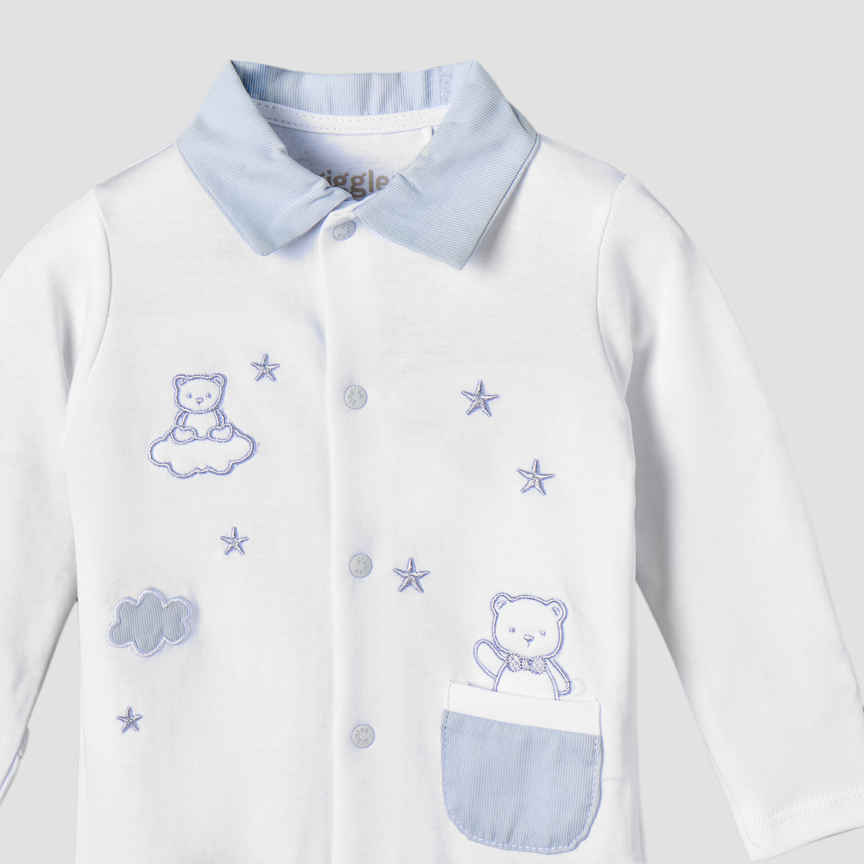 Giggles Cotton Collared Long Sleeves Sleepsuit with Embroidery-baby-boys-clothing-nightwear-sleepsuits-image-3