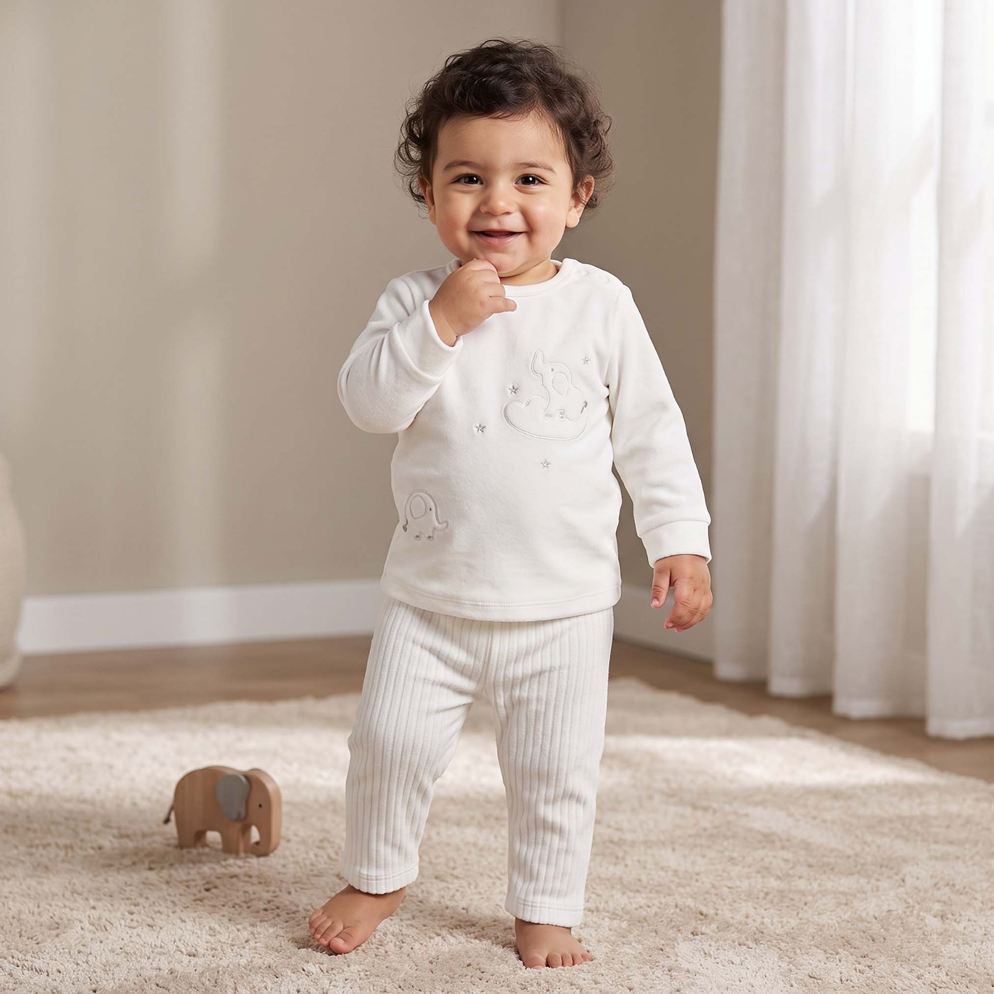 Giggles Crew Neck Long Sleeves Pyjama Set with Elephant Embroidery-baby-boys-clothing-nightwear-pyjamasets-image-1