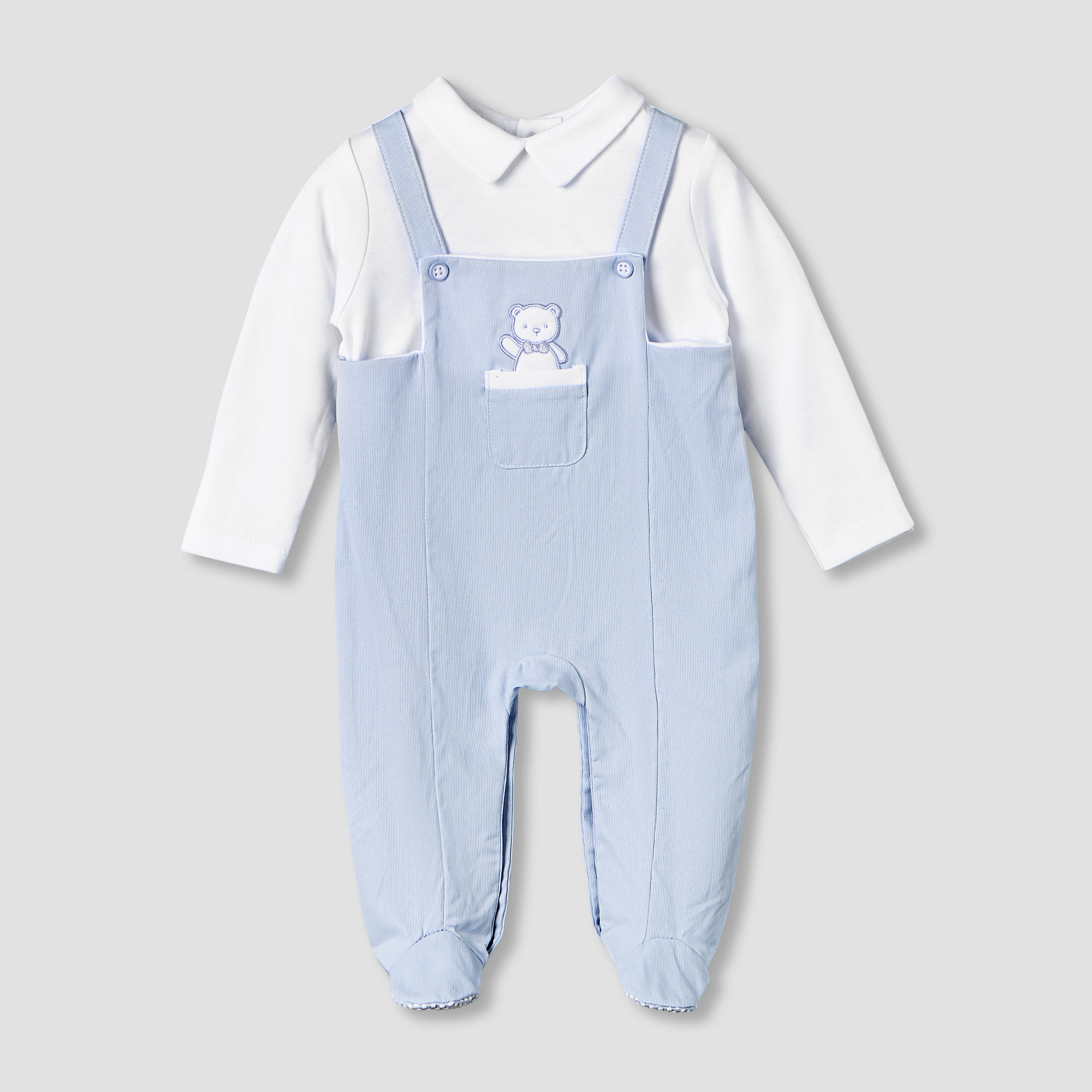 Giggles Cotton Collared Long Sleeves Sleepsuit with Embroidery-baby-boys-clothing-nightwear-sleepsuits-image-1