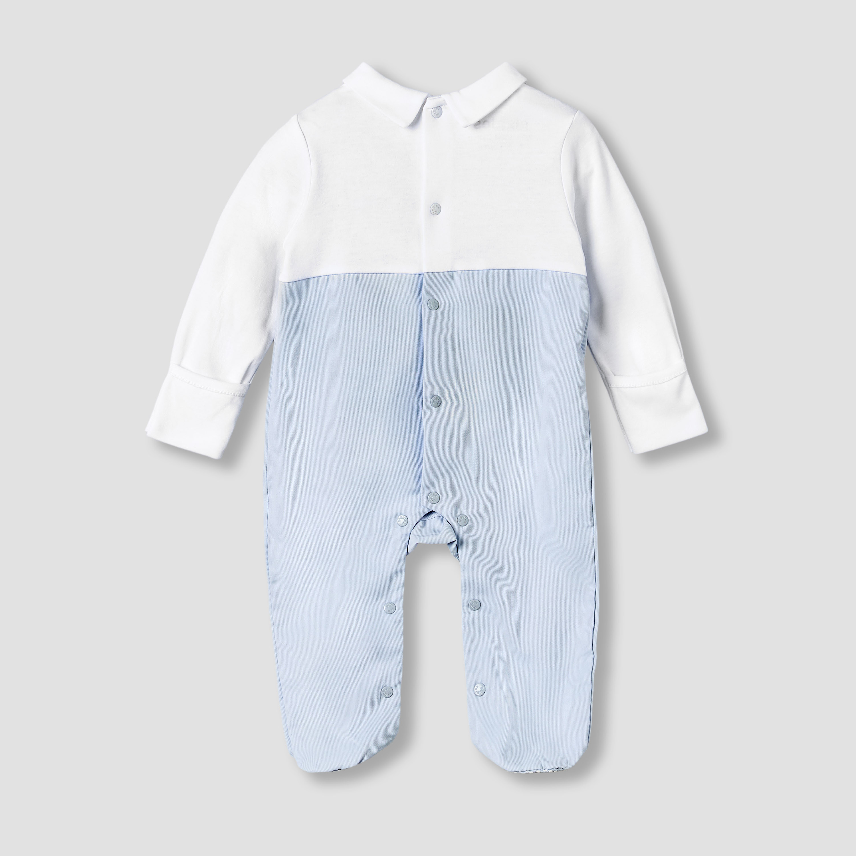 Giggles Cotton Collared Long Sleeves Sleepsuit with Embroidery-baby-boys-clothing-nightwear-sleepsuits-image-2