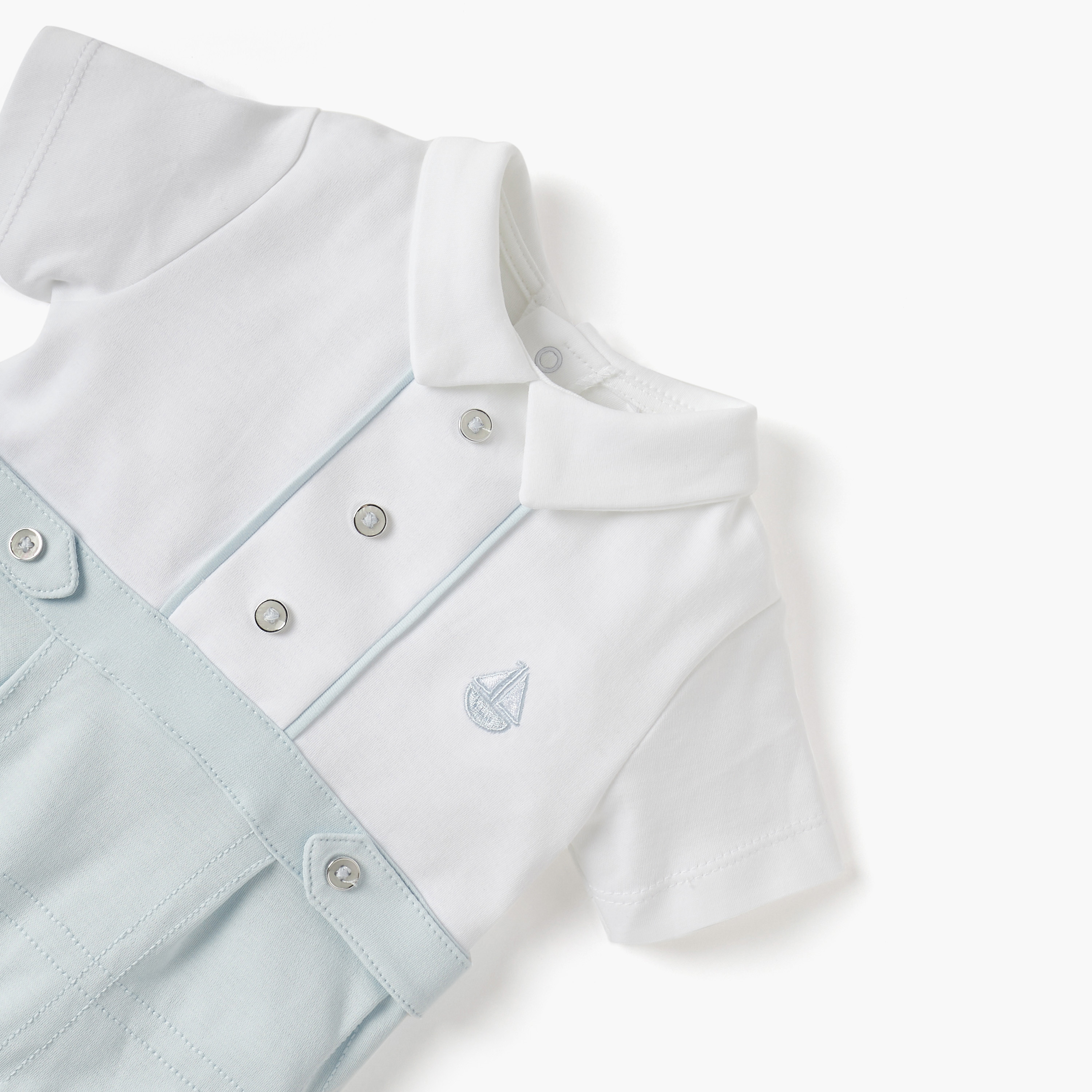 Giggles Sail Boat Embroidered Romper with Collar and Short Sleeves-baby-boys-clothing-rompers-image-3