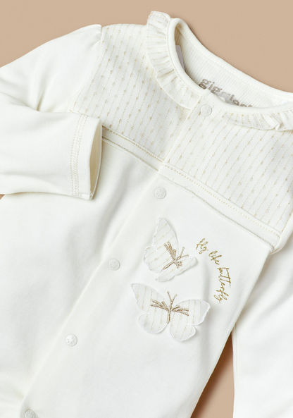 Giggles Butterfly Applique Sleepsuit with Long Sleeves-Sleepsuits-image-1