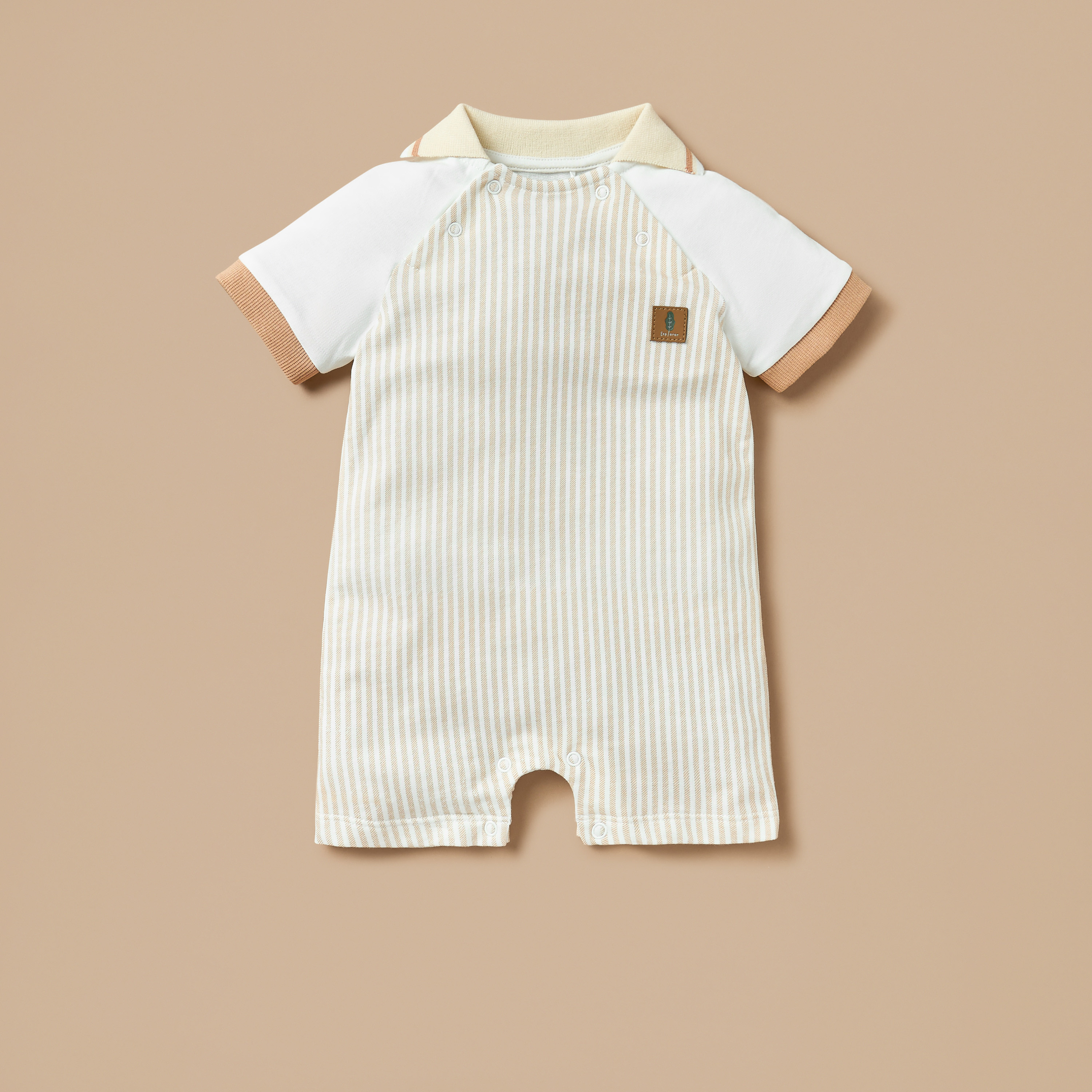 Juniors Striped Romper with Raglan Short Sleeves-baby-boys-clothing-rompers-image-1